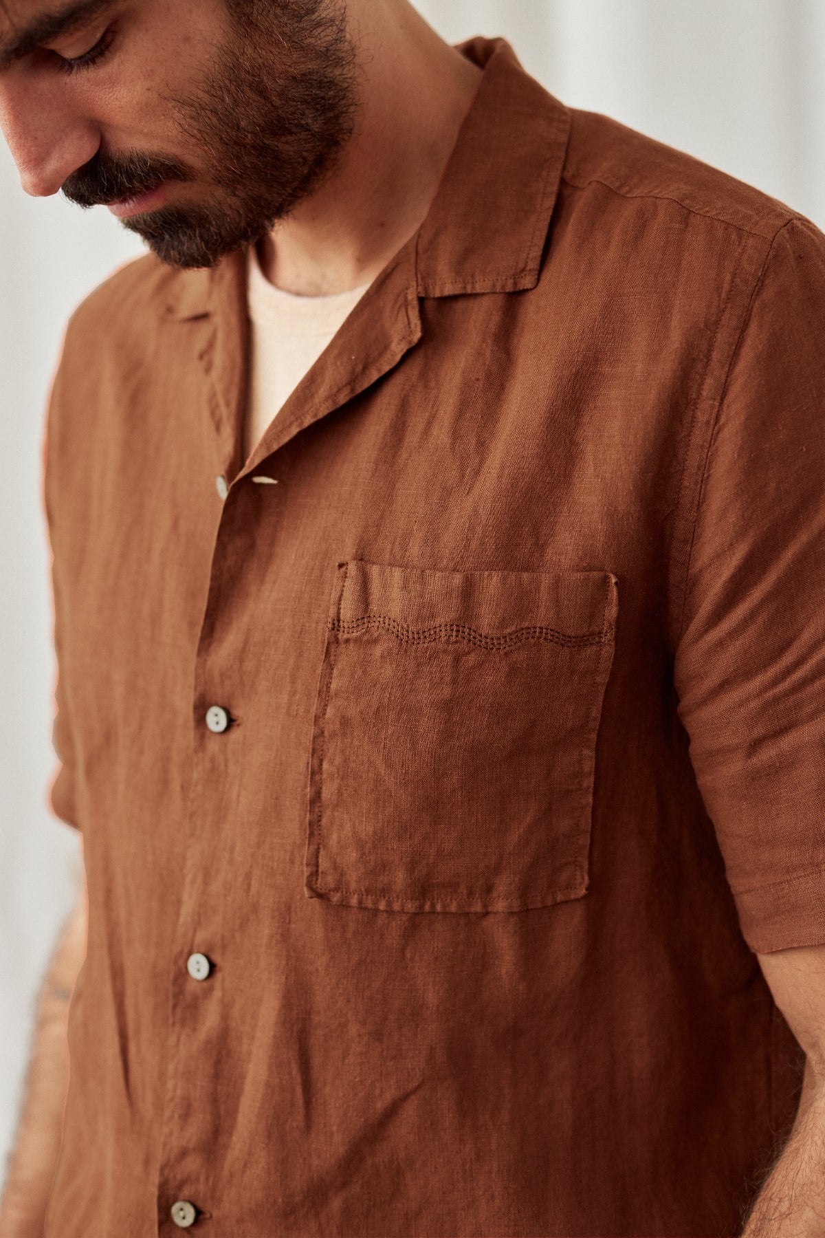 linen short-sleeve shirt for men