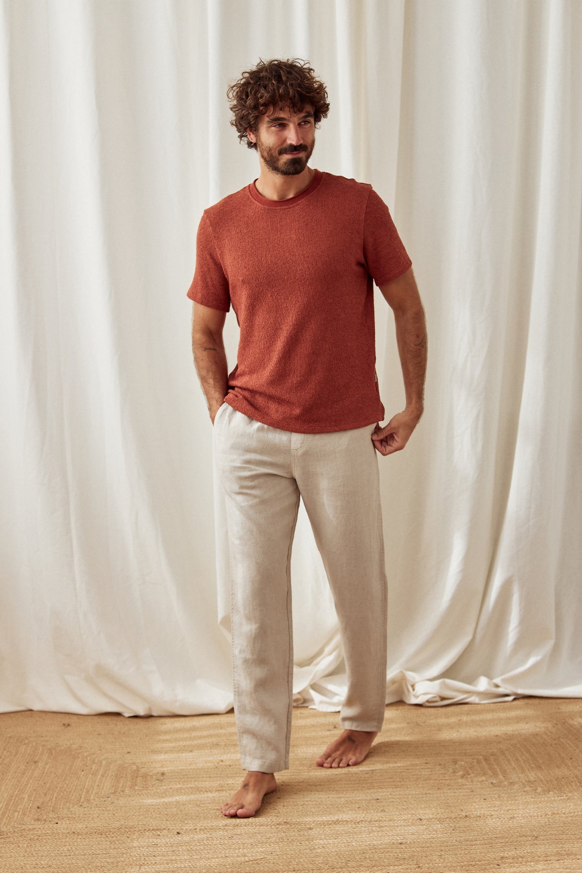 sustainable red tee for men