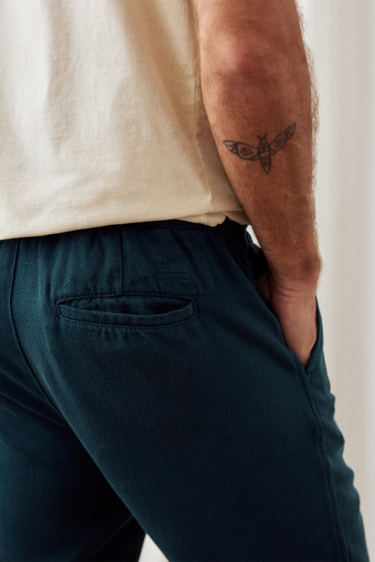 sustainable blue pants for men