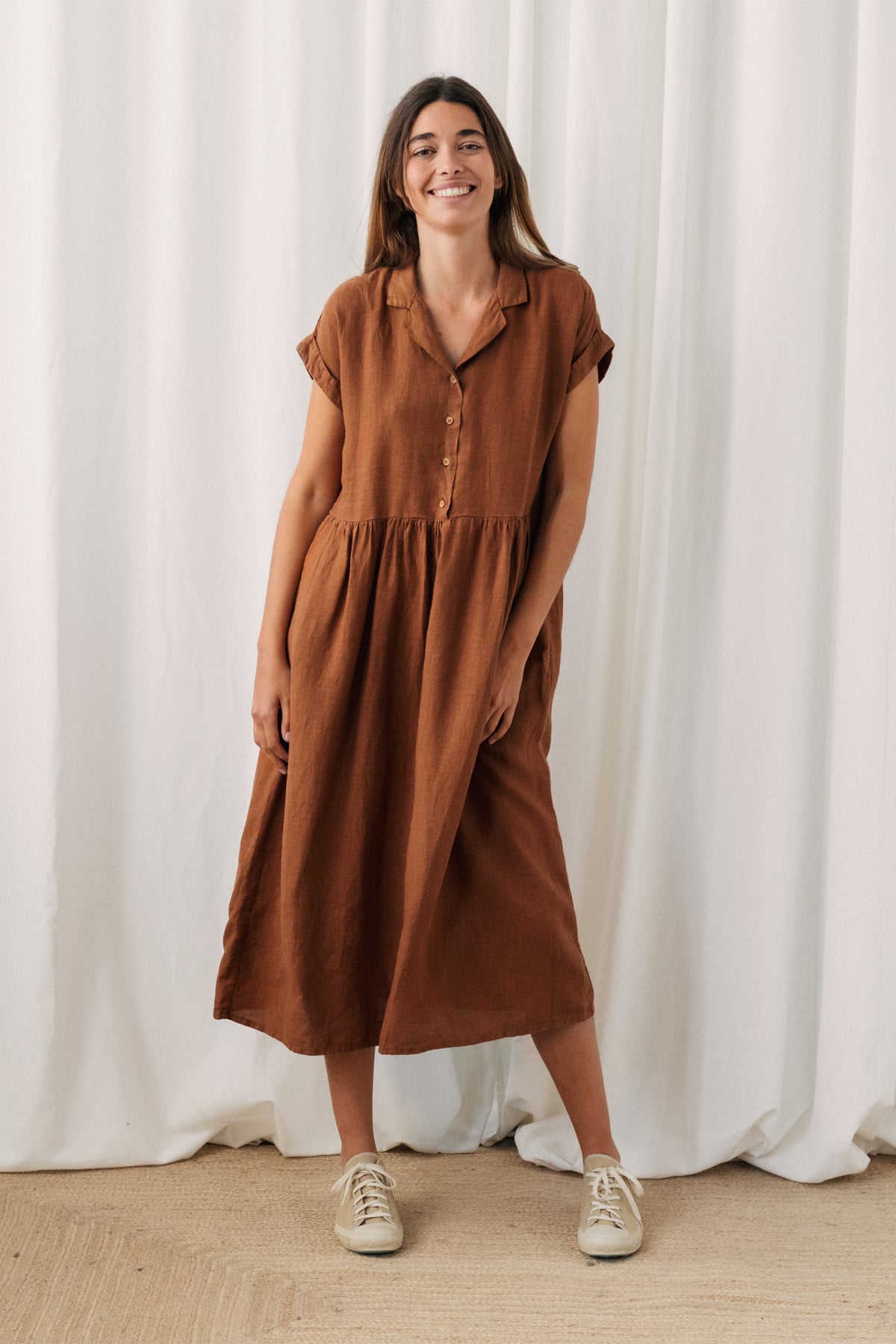 sustainable linen maxi dress