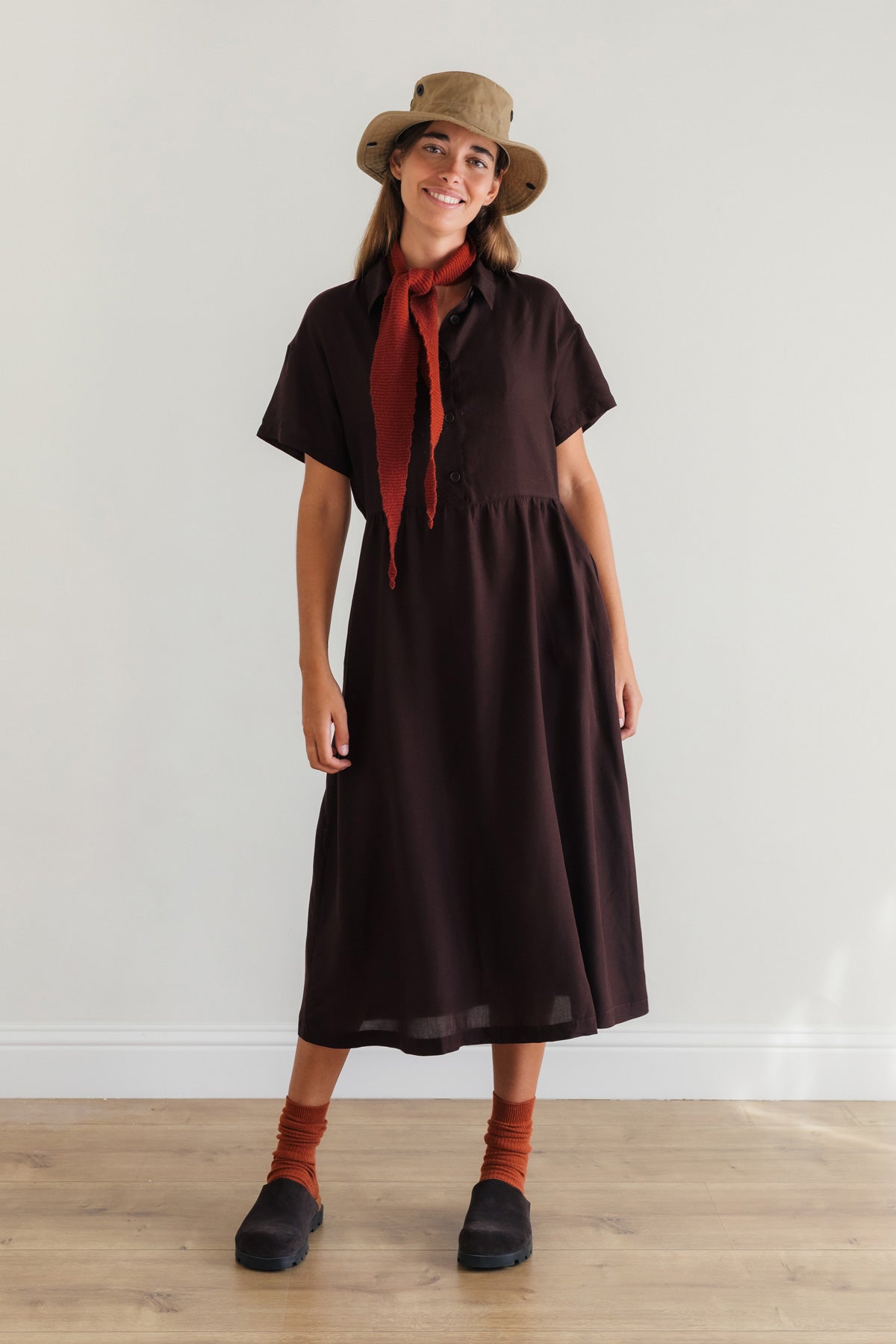 Dark red buttoned dress