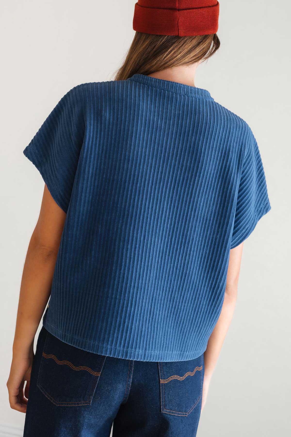 Timeless navy button-up knitted vest