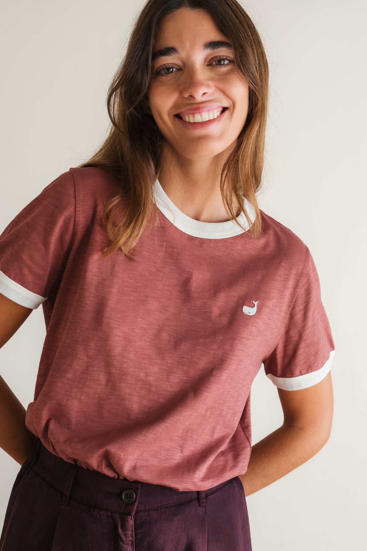 Eco-friendly red tee with trim