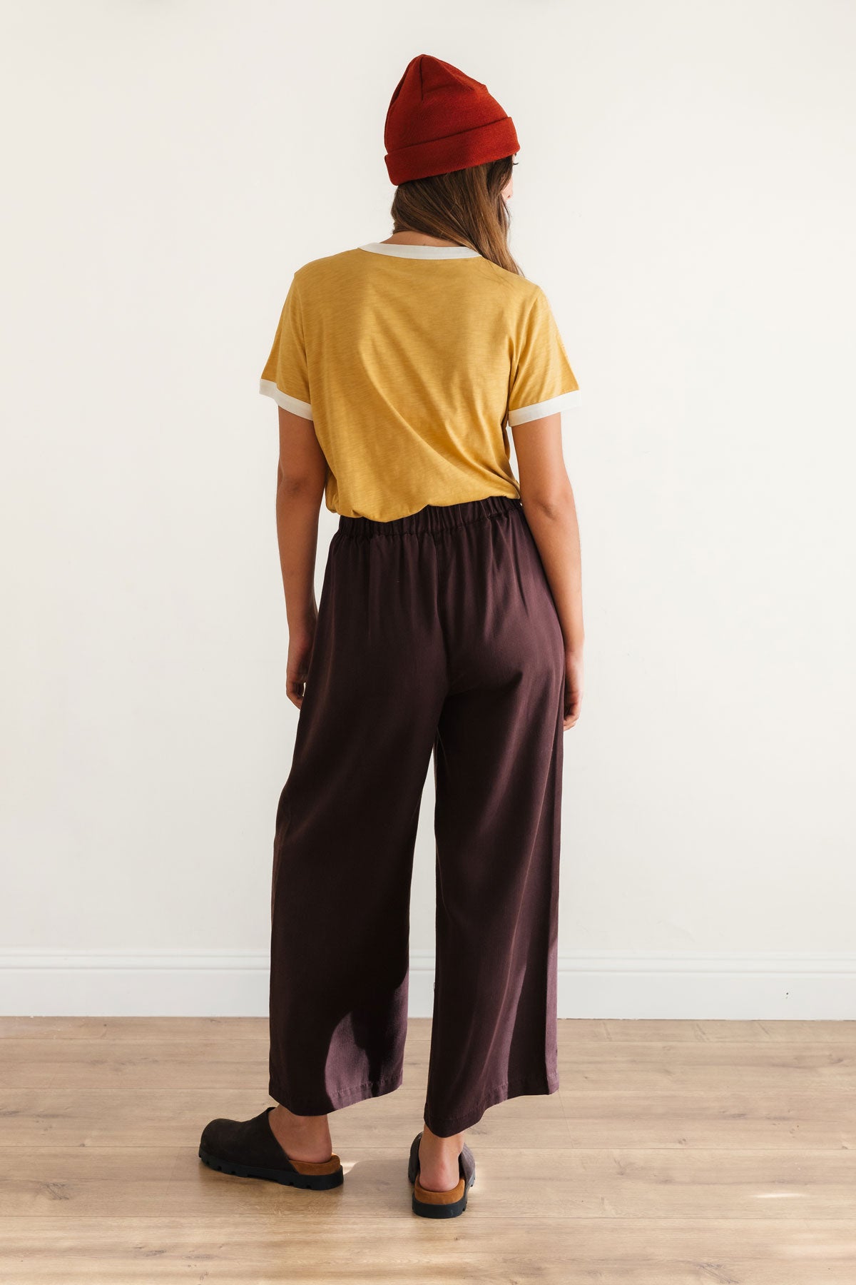 Casual mustard top with white accents