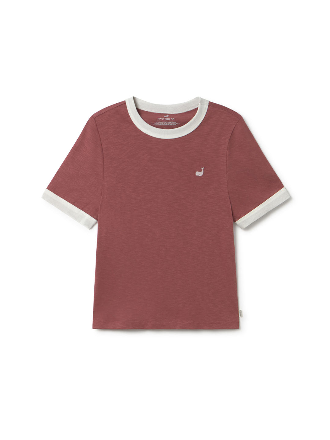 Warm red t-shirt with white trim