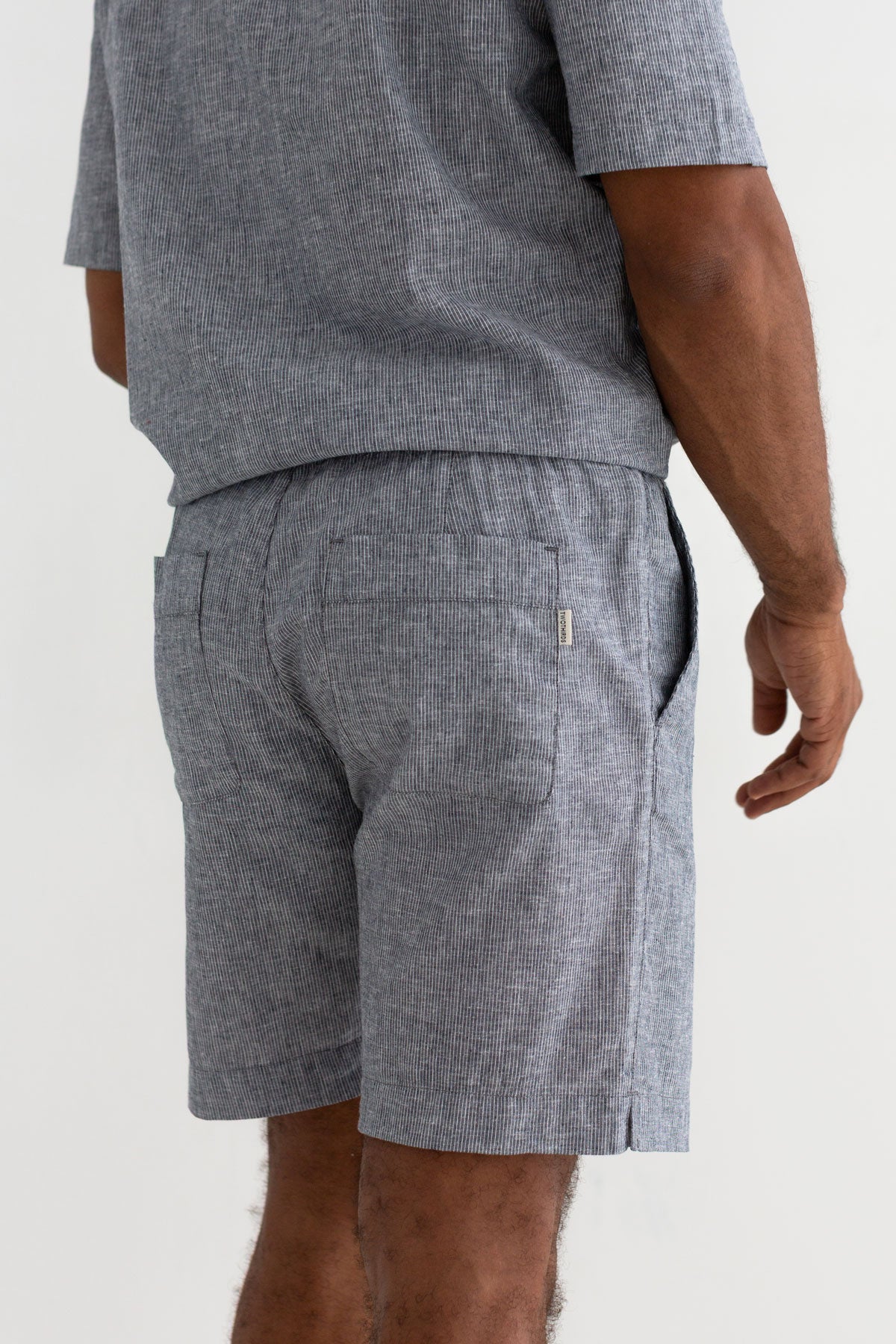 Navy striped shorts men detail back