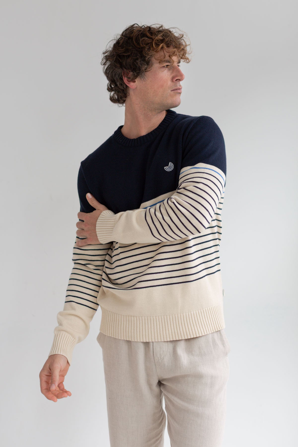 Ramla - Natural & Navy Stripes