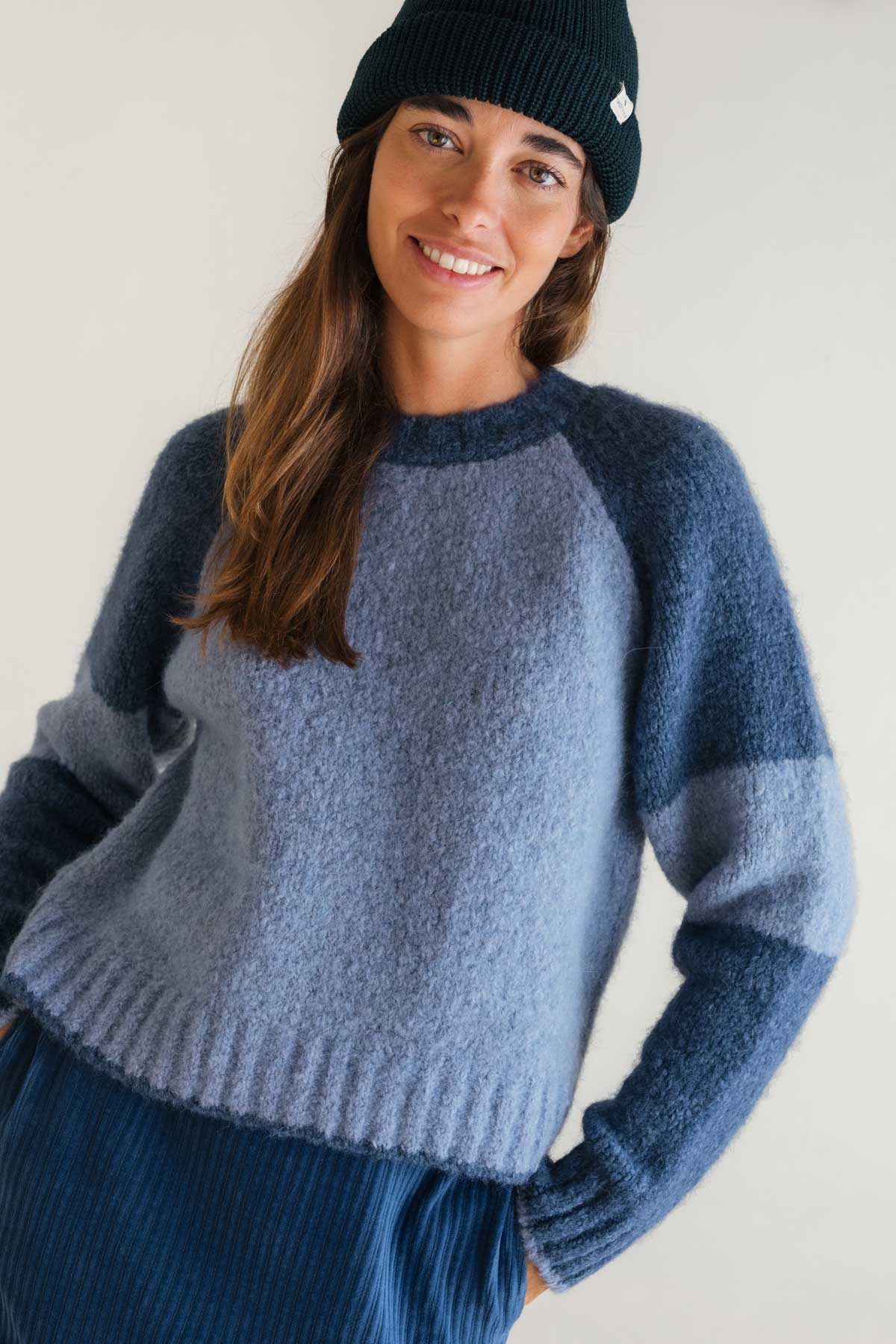 Blue eco colorblock sweater