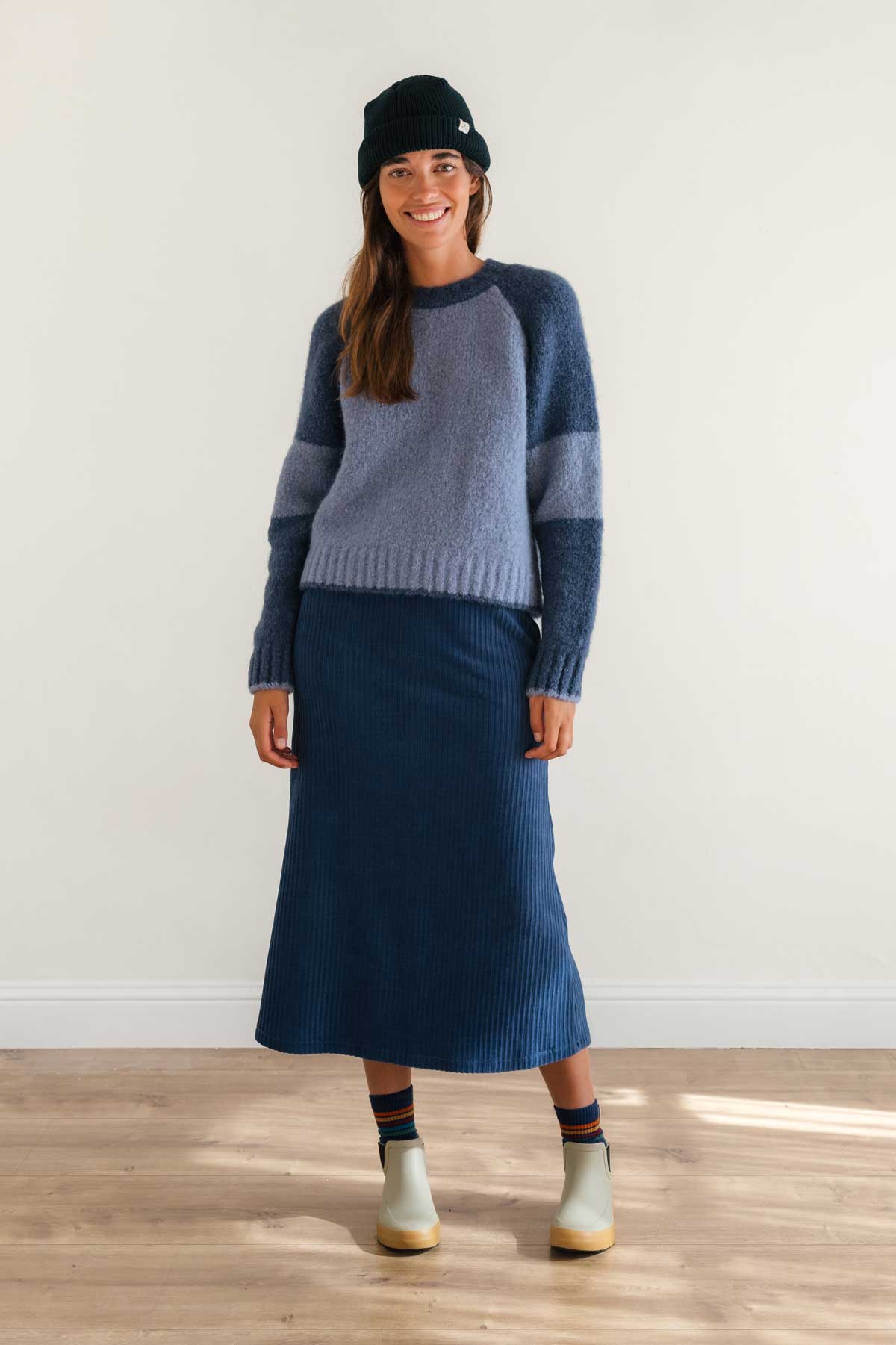 Dark blue cord skirt