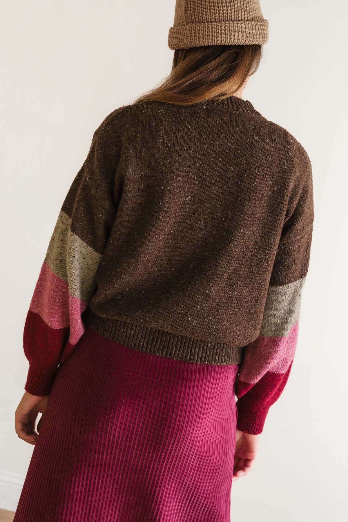 Responsible fibers sweater with color panels
