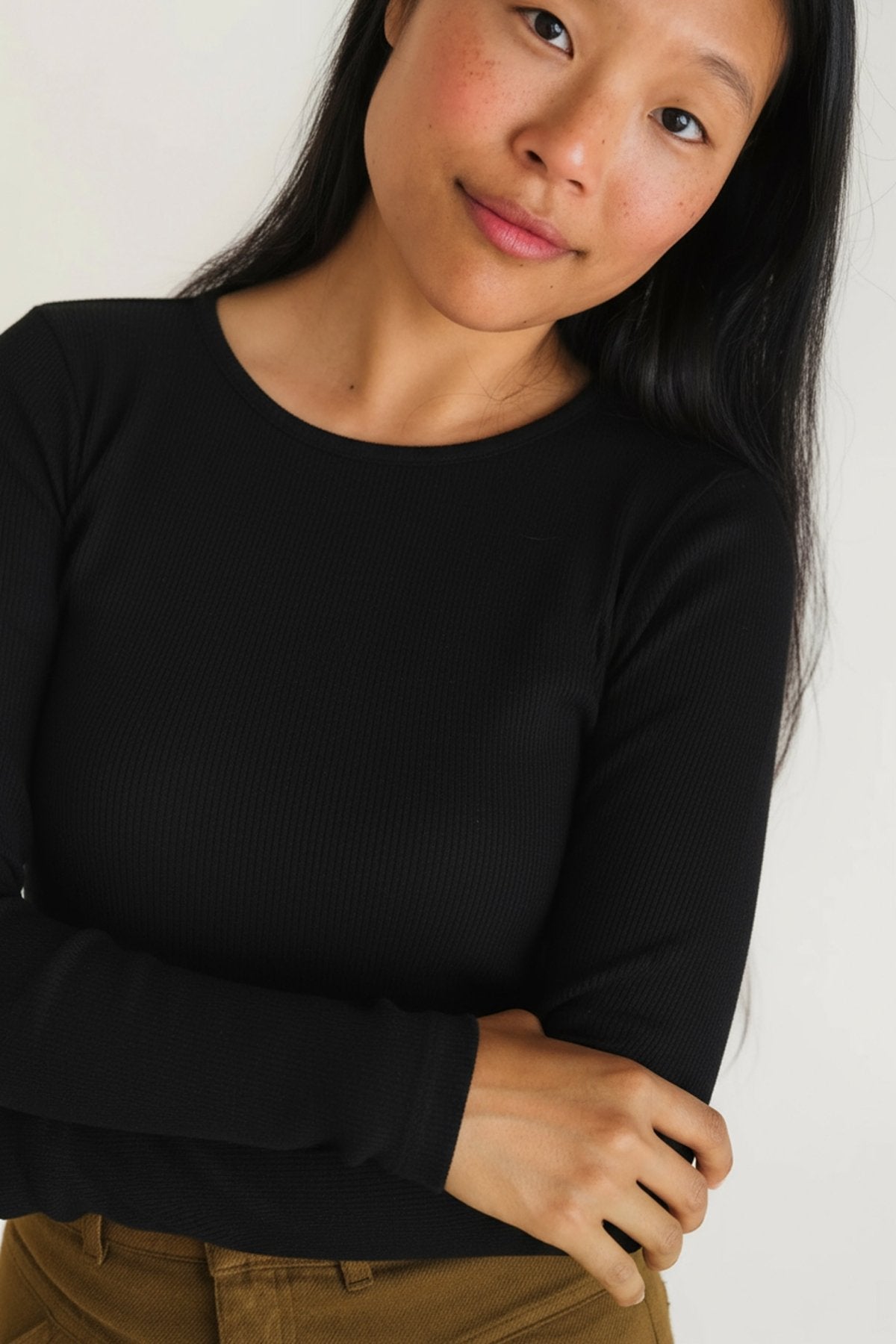 sustainable black slim fit top