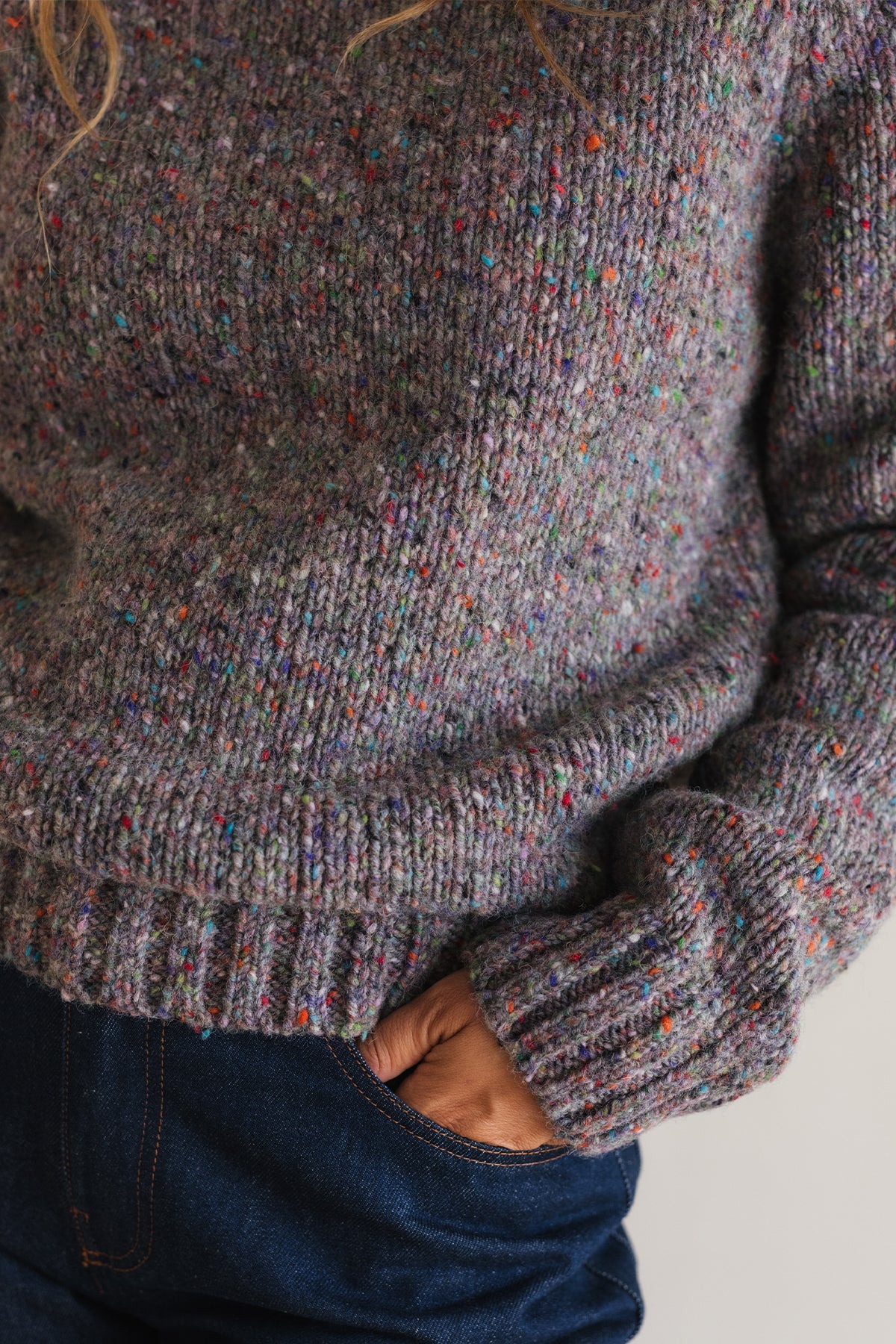 Warm breathable grey knit sweater
