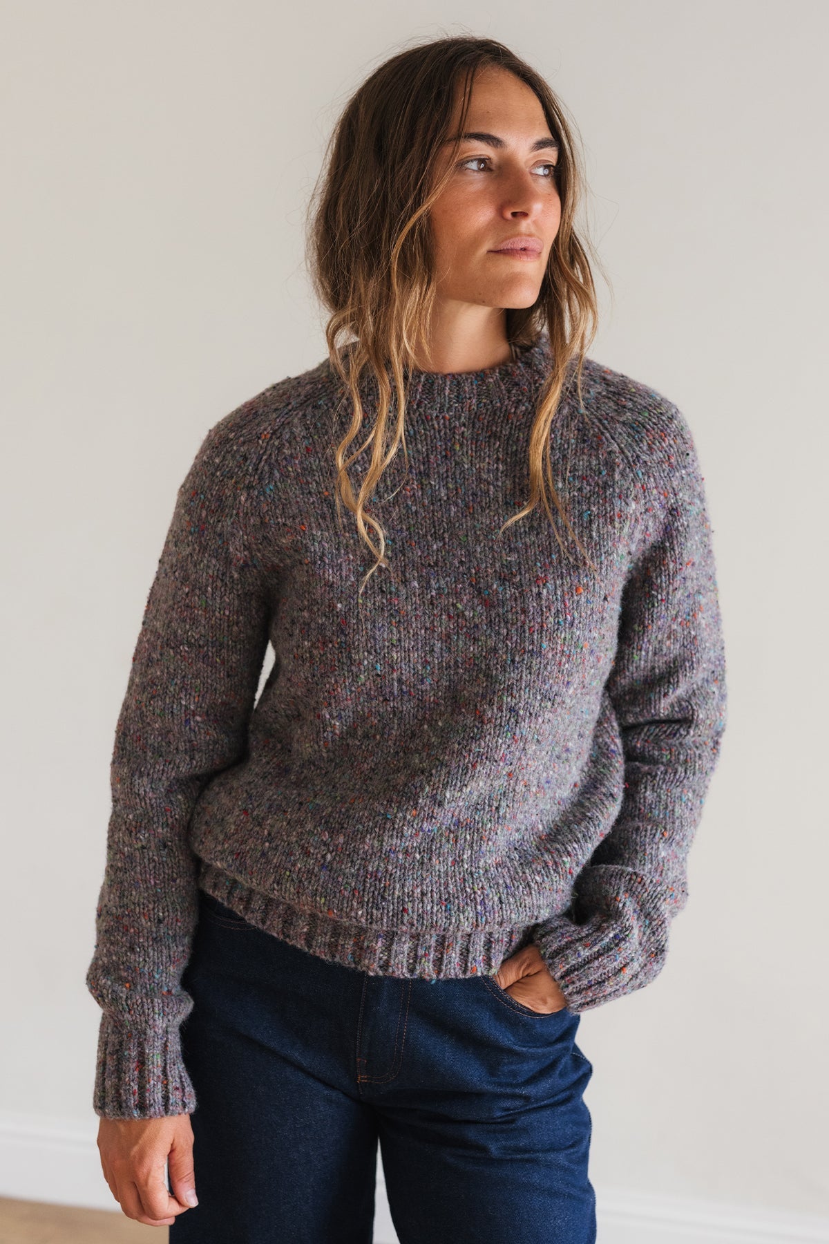 Mulesing-free Donegal tweed jumper