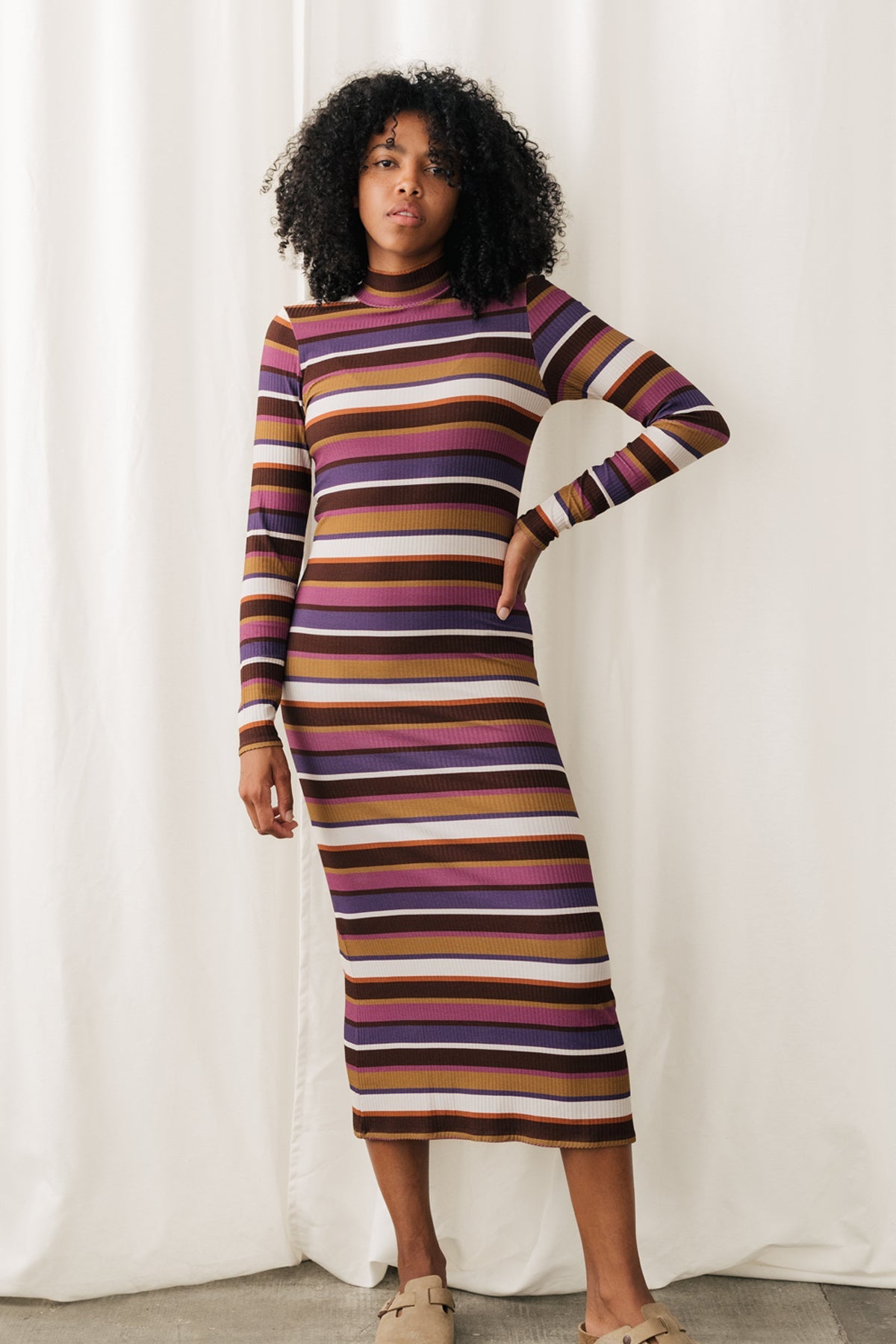 Perkins neck midi slow fashion dress