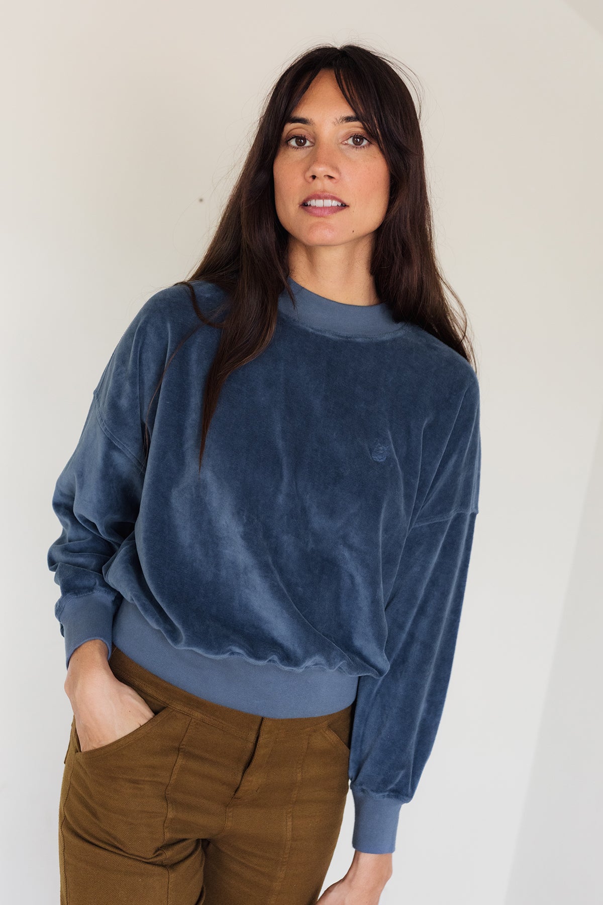Eco-friendly women’s blue sweatshirt