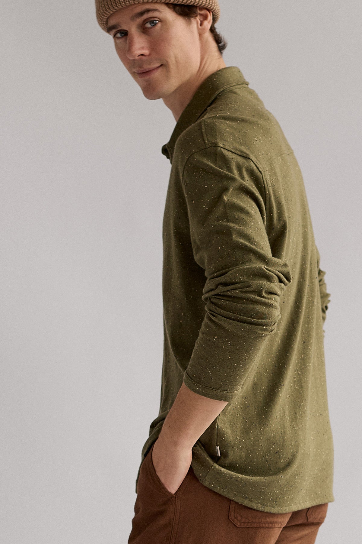 cozy casual and smart green jersey shirt