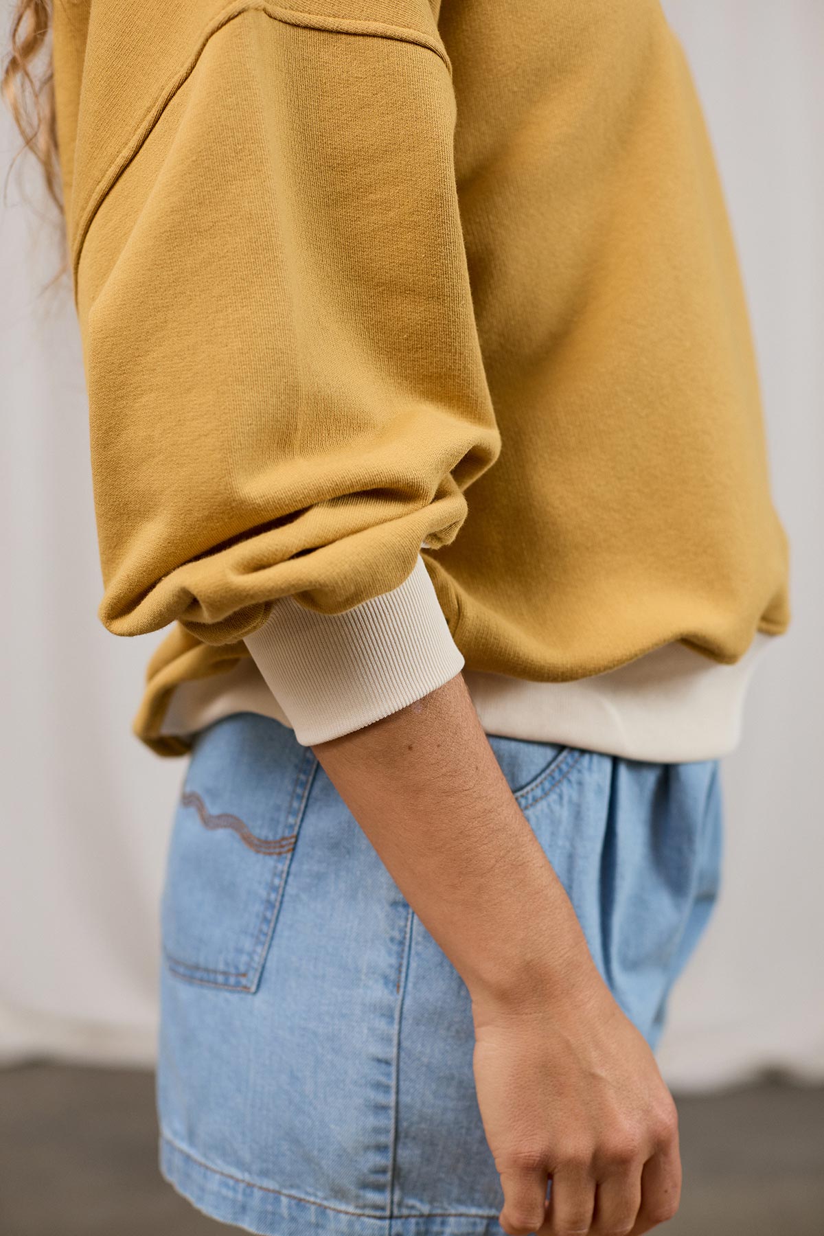 organic cotton sweatshirt in mustard for women