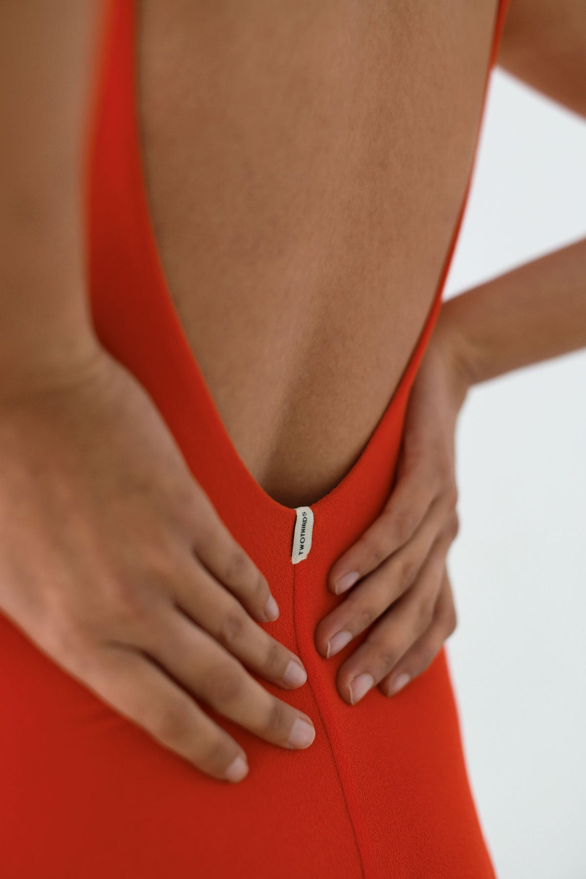 Red swimsuit women detail back