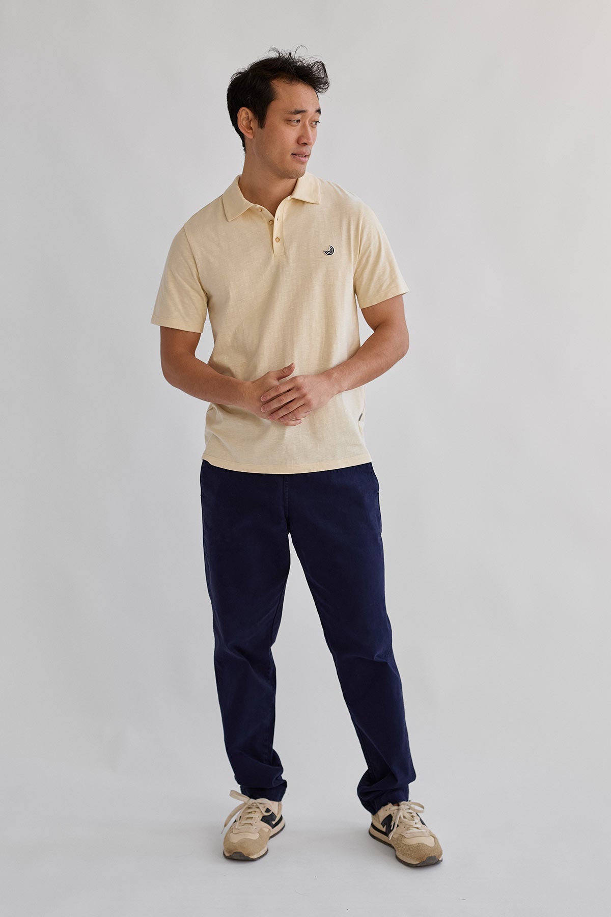 organic slub fabric ecru polo shirt