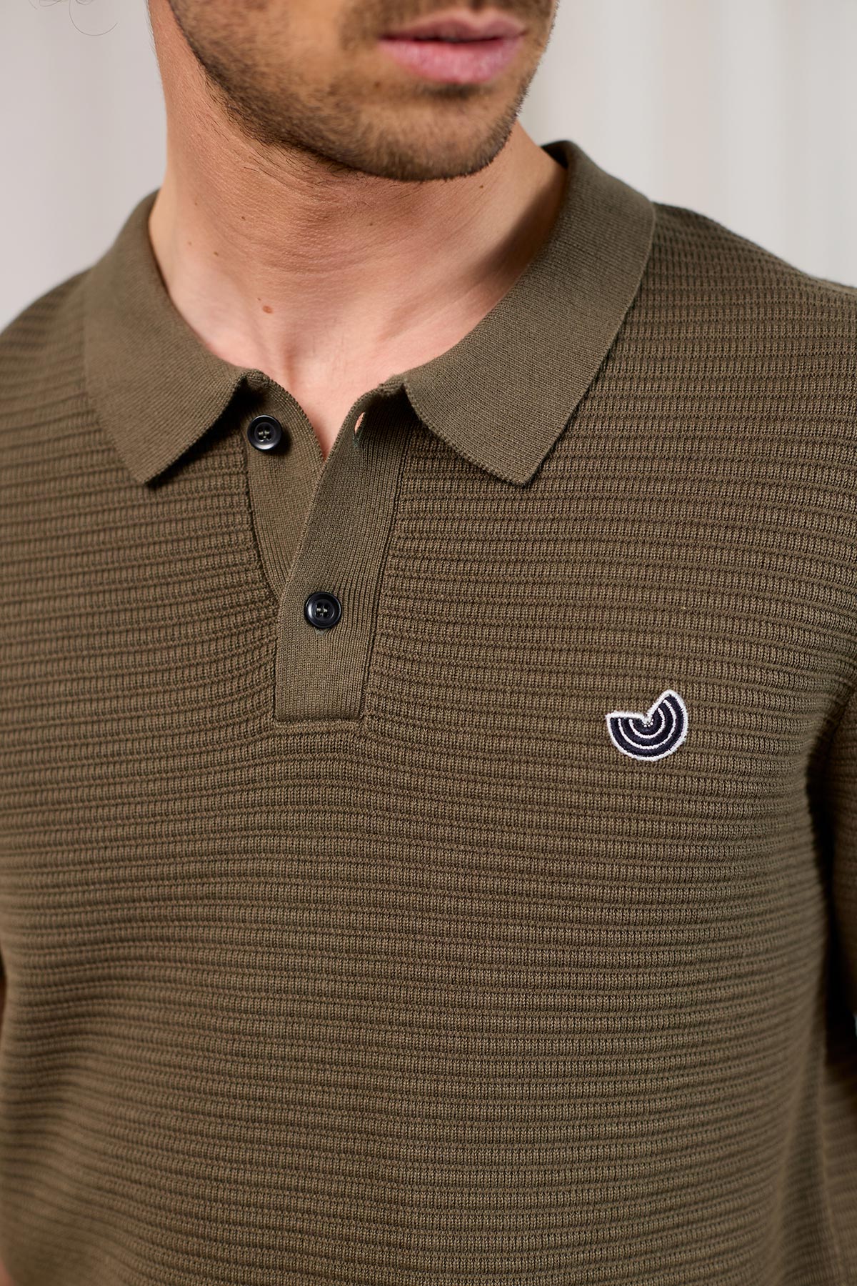 meta-preview, men khaki knit polo