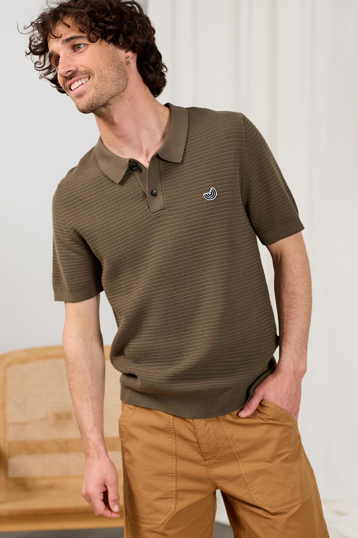 deadstock cotton khaki polo