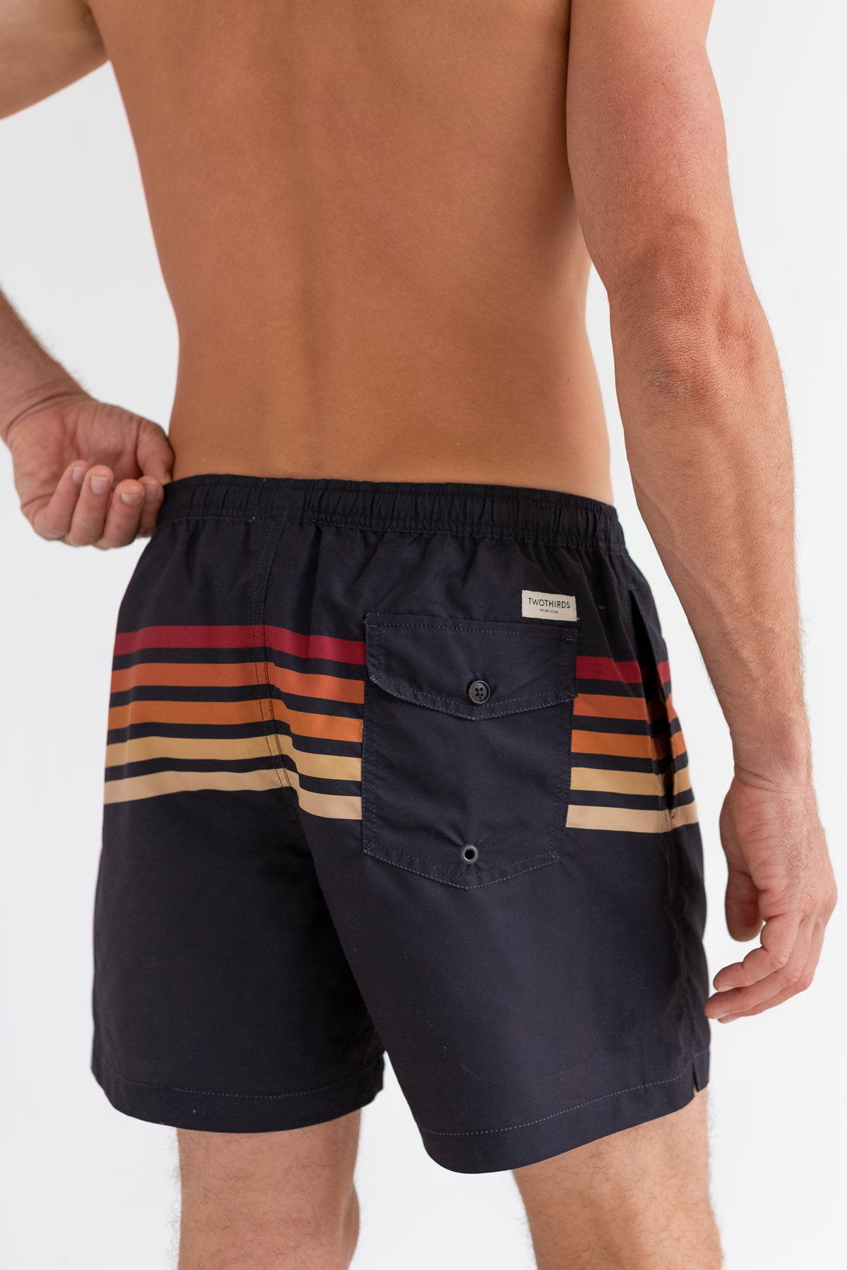 Board shorts stripes dark navy men detail back pocket