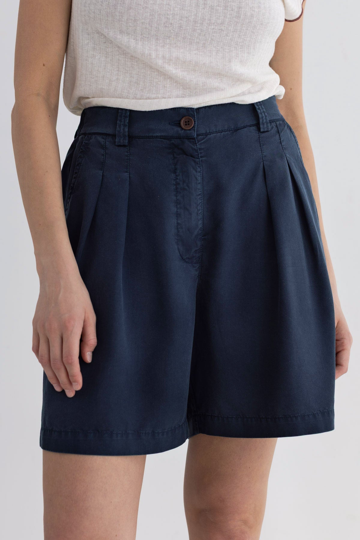 Blue night shorts women wear view front