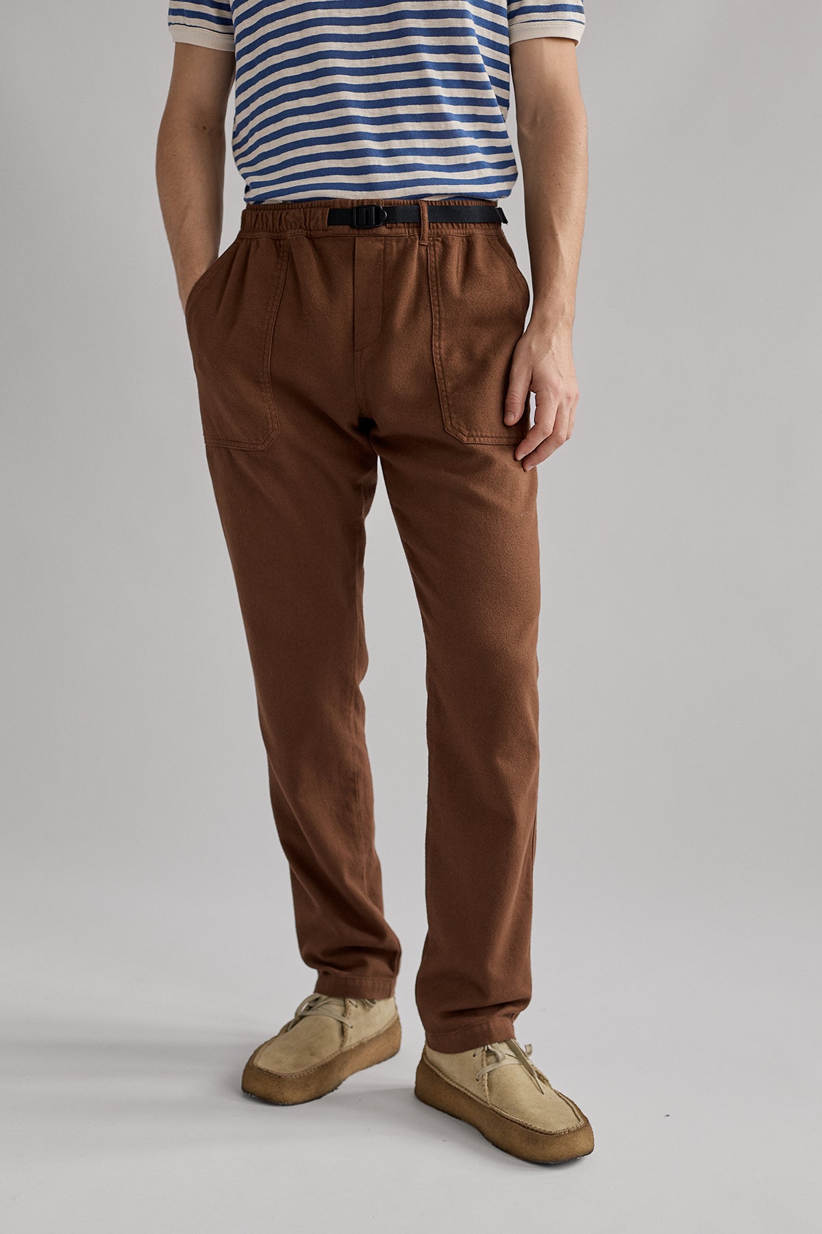 meta-hover, organic flannel trousers with soft brushed texture