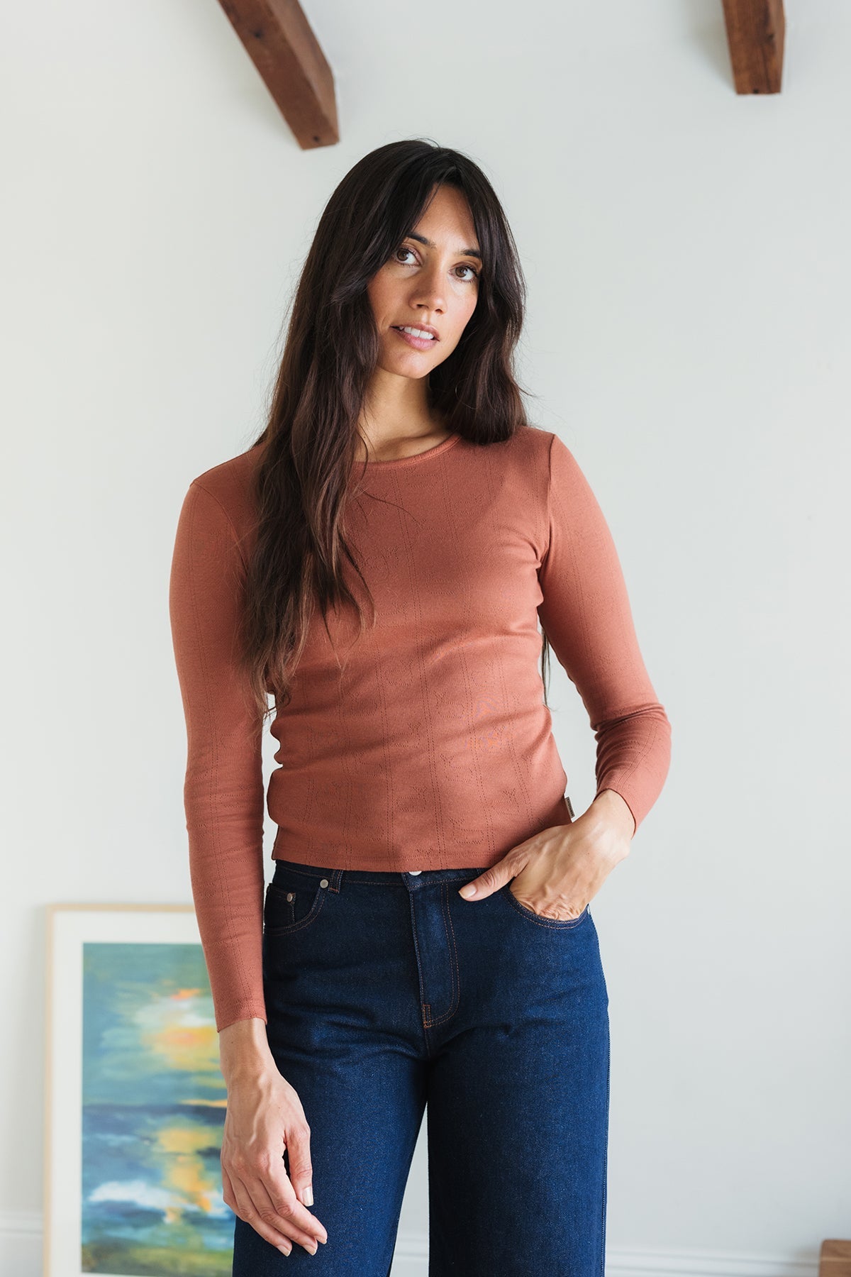 Eco-friendly whale knit blouse