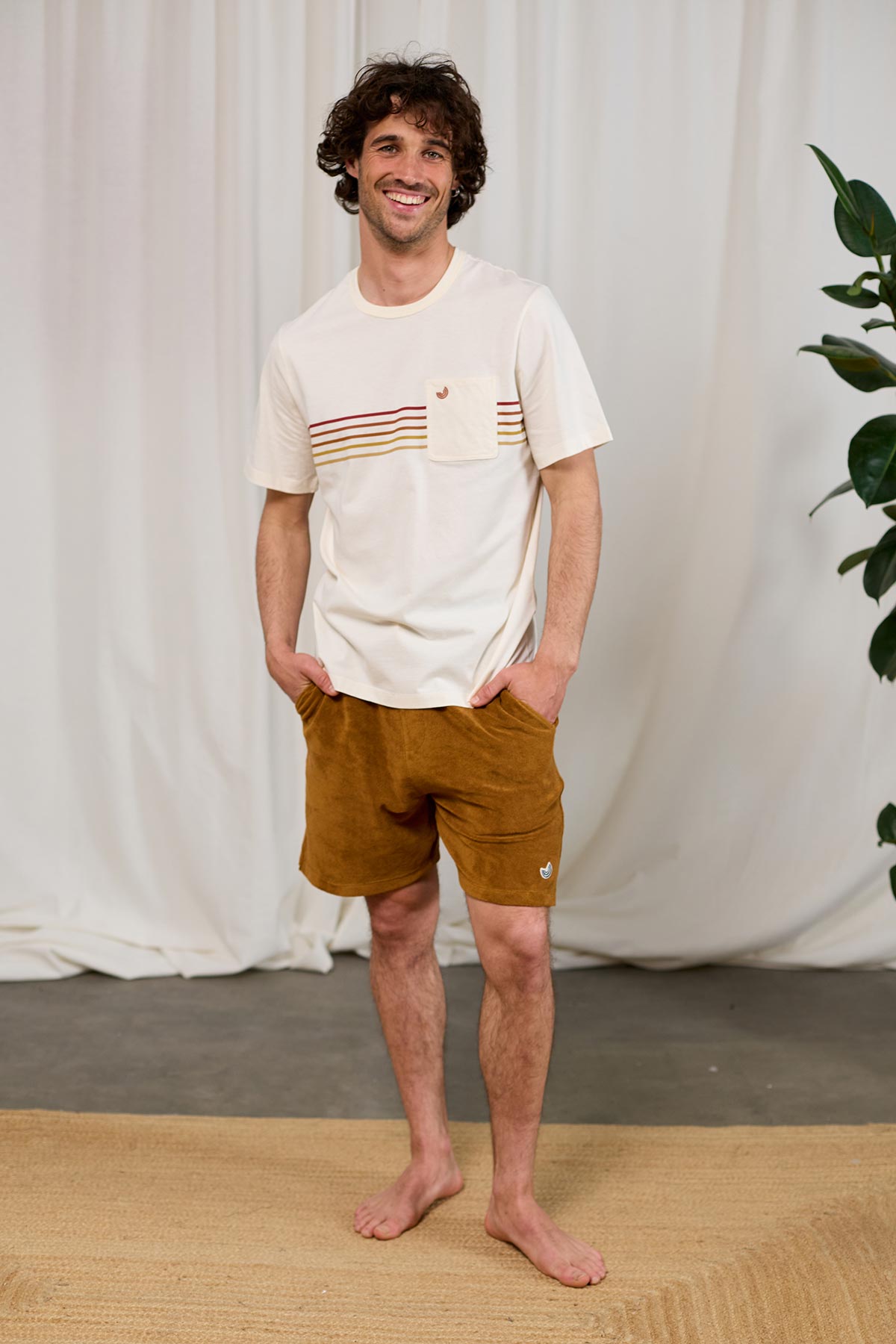 meta-preview, ecru striped men print t-shirt