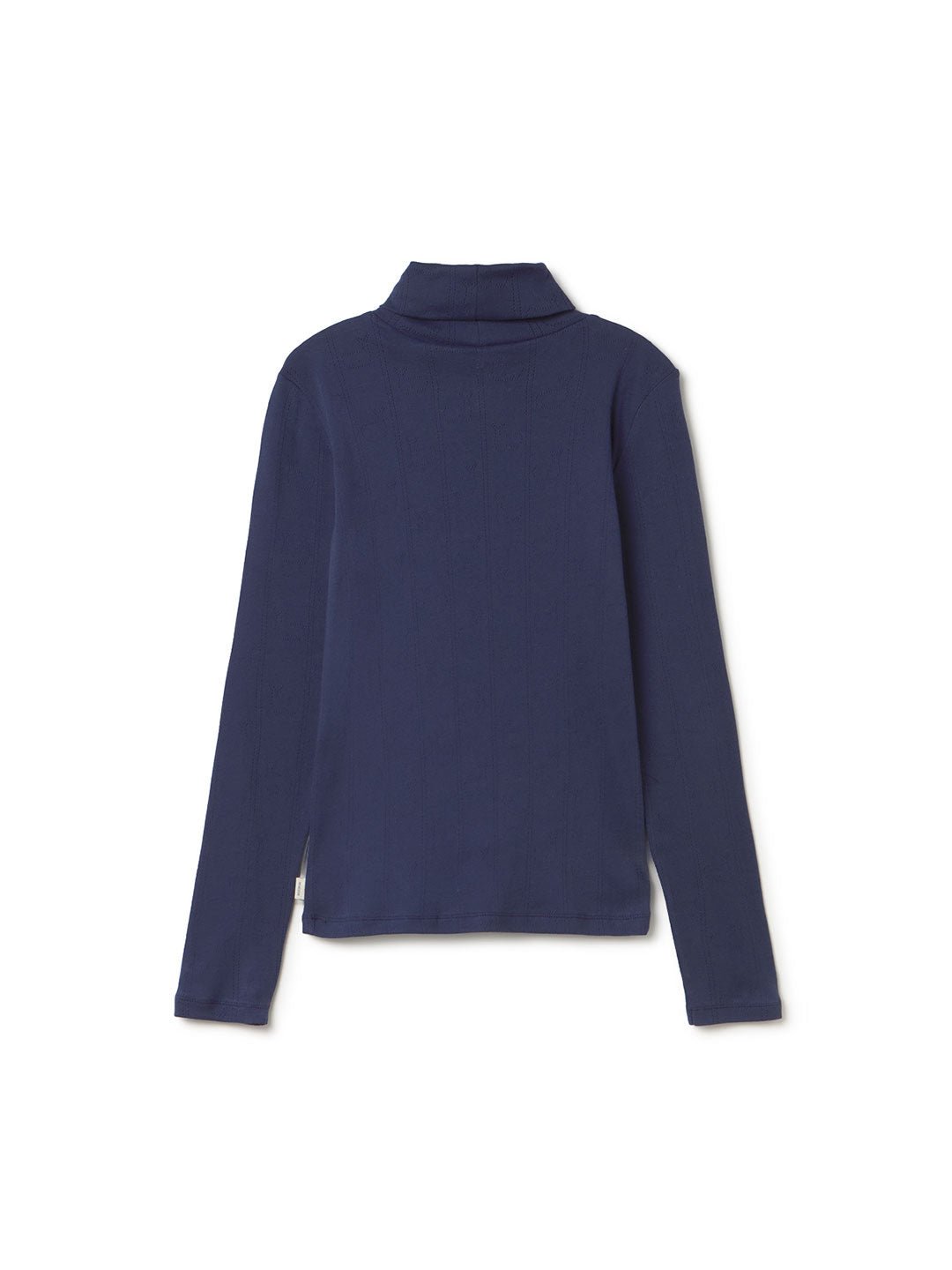 Whales naval blue Organic cotton turtleneck top women back
