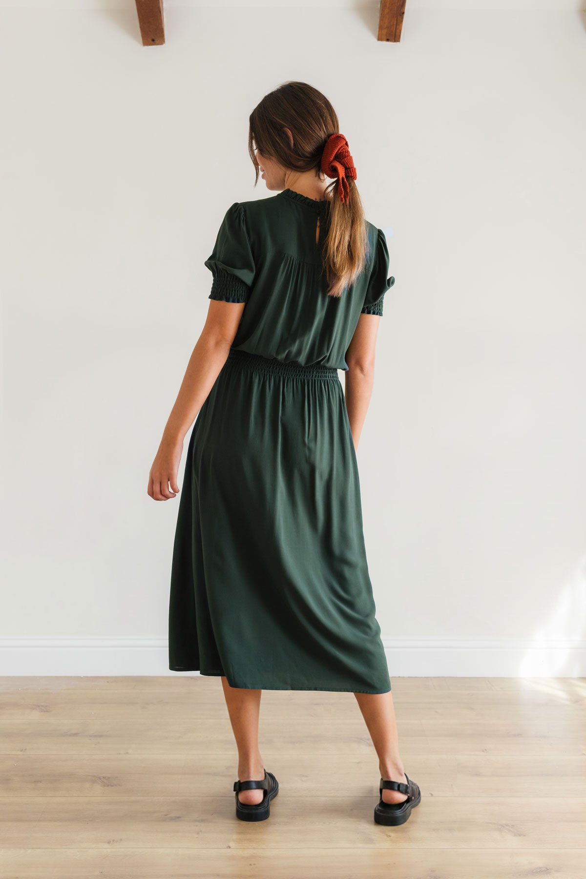 Minimalist green sustainable dress