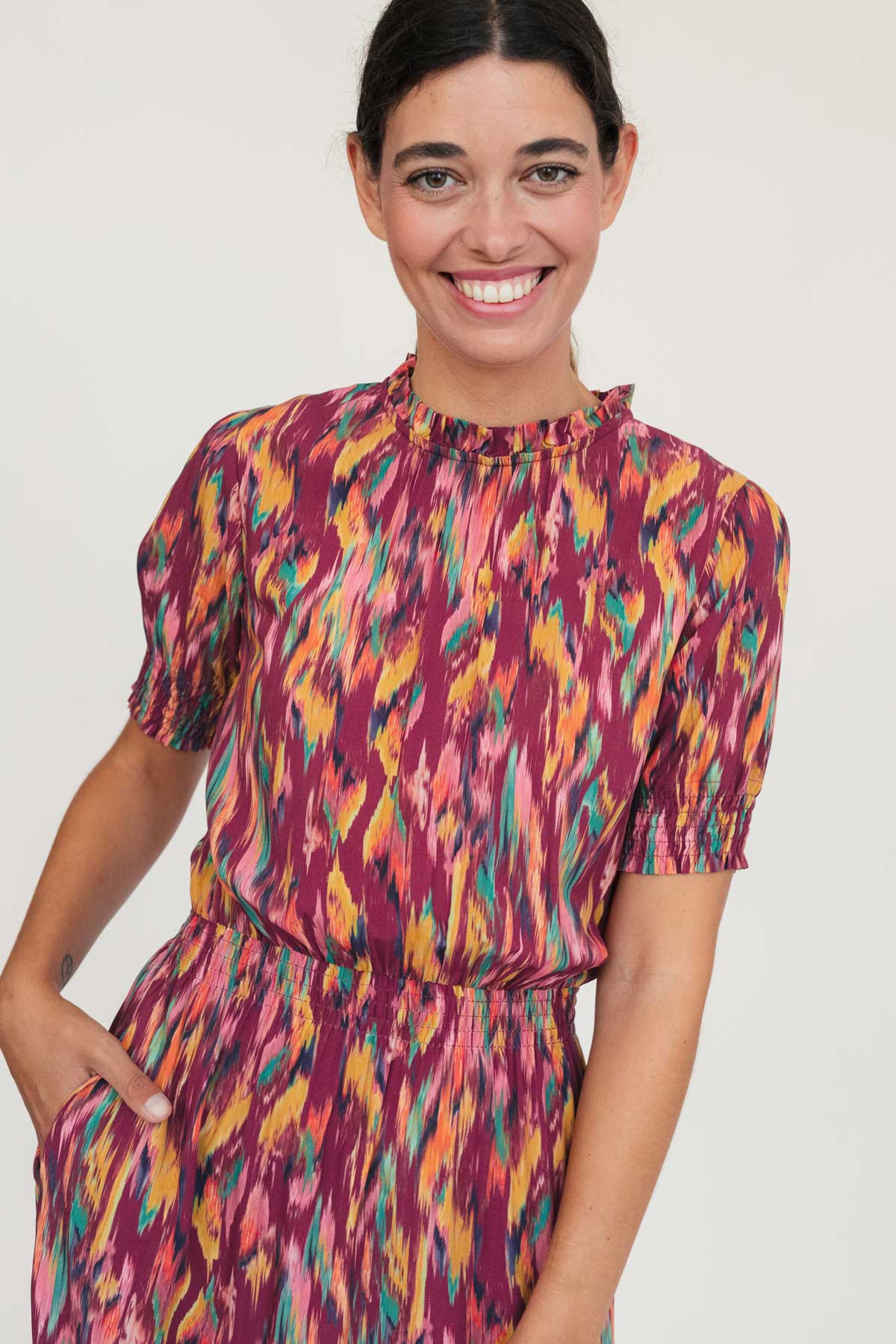 Vegan vibrant multicolor dress