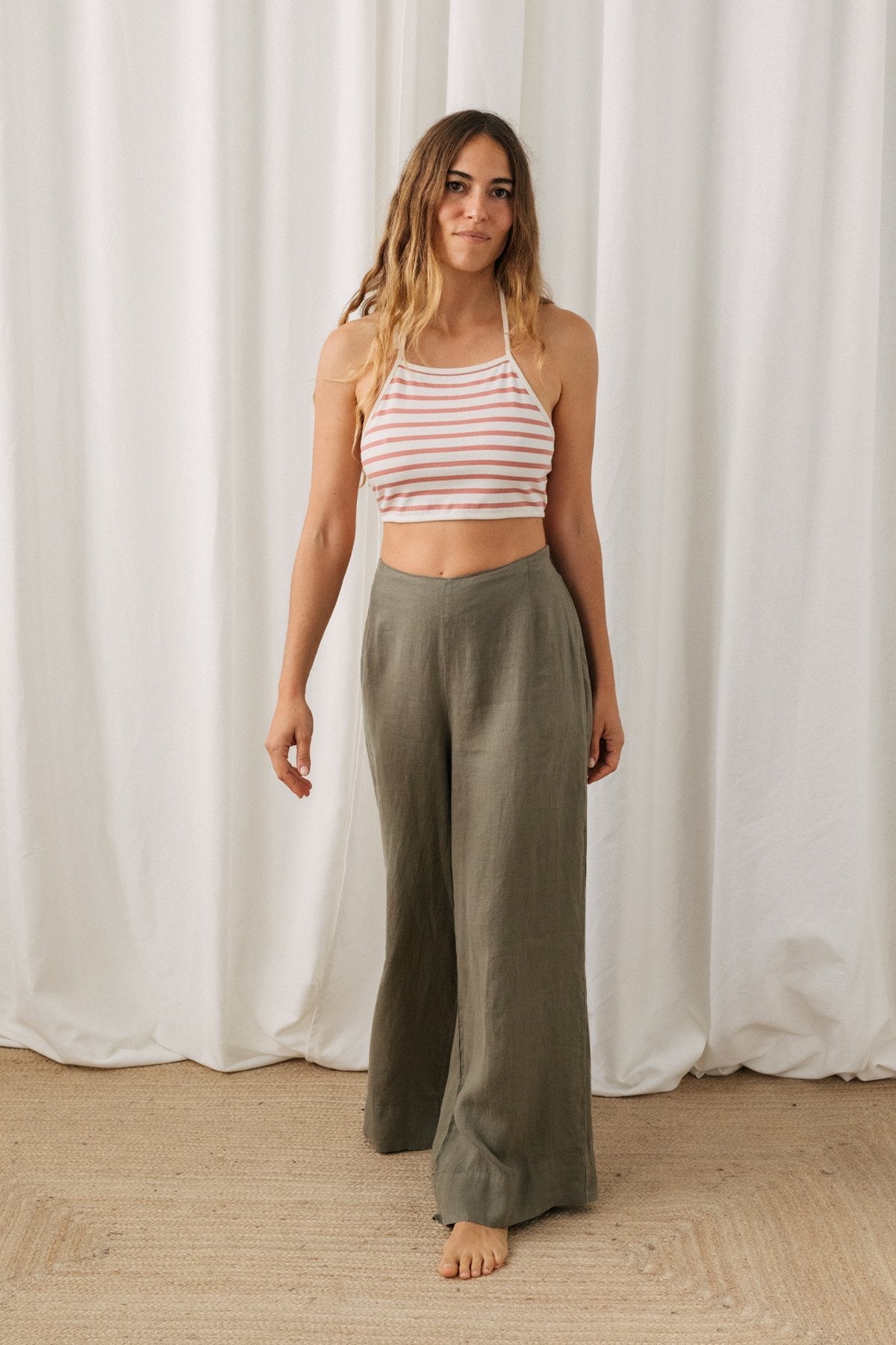 pink striped eco-friendly halter top