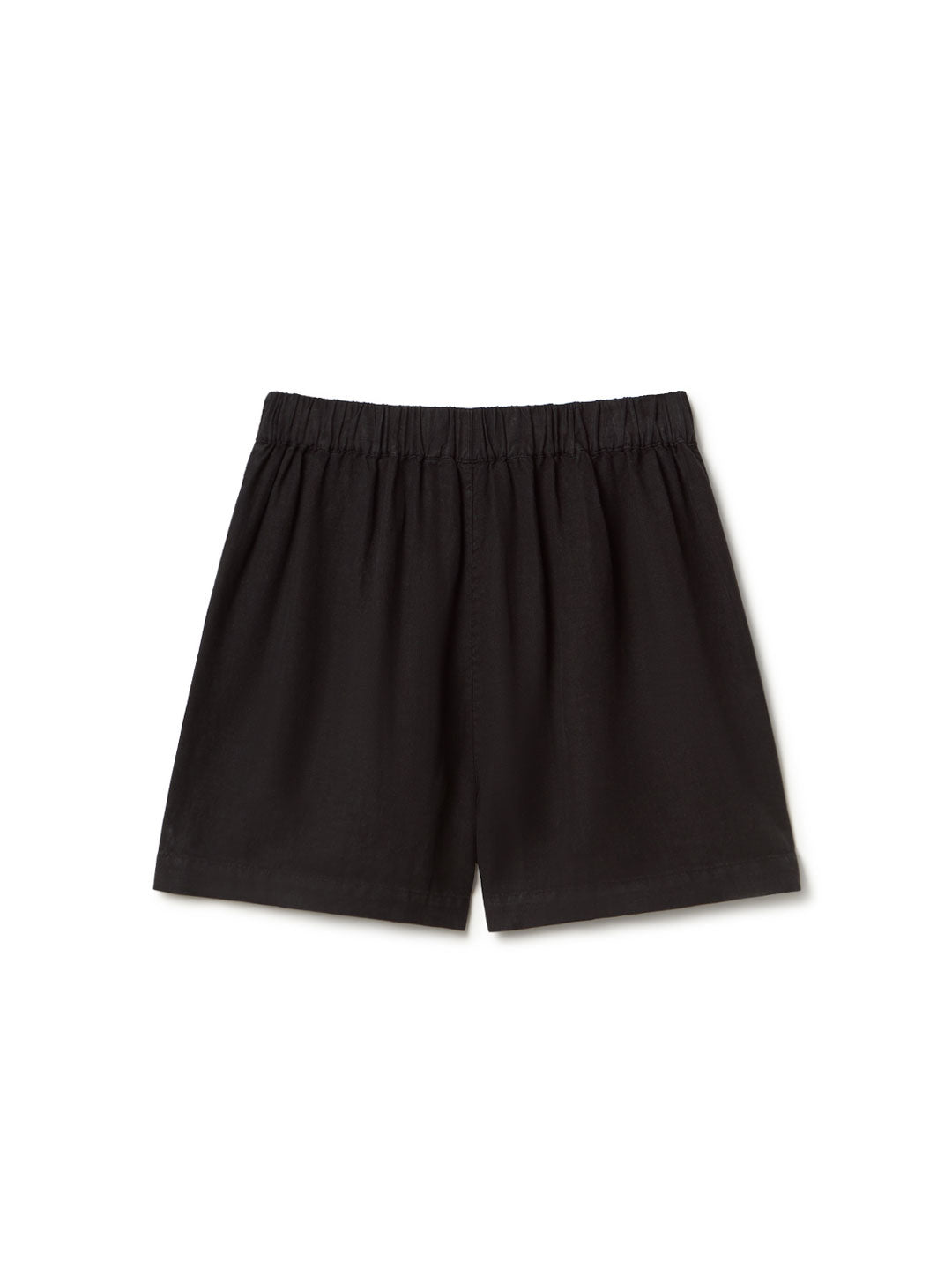 Black linen shorts women back