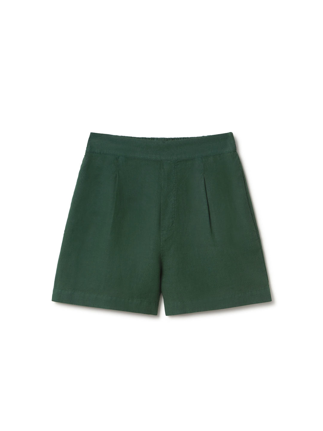 Garden green linen shorts women front
