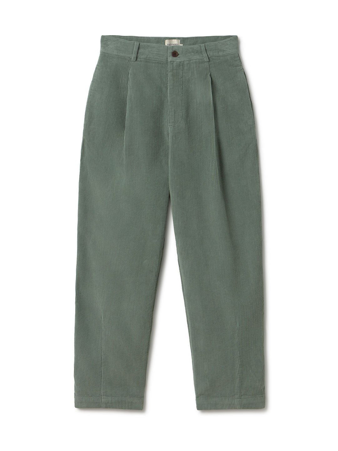 Washed green Corduroy pants women front