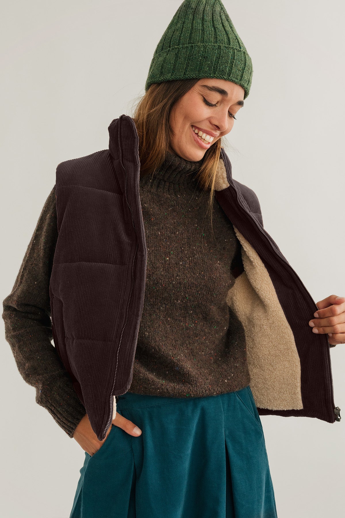 eco-friendly brown corduroy vest dark brown