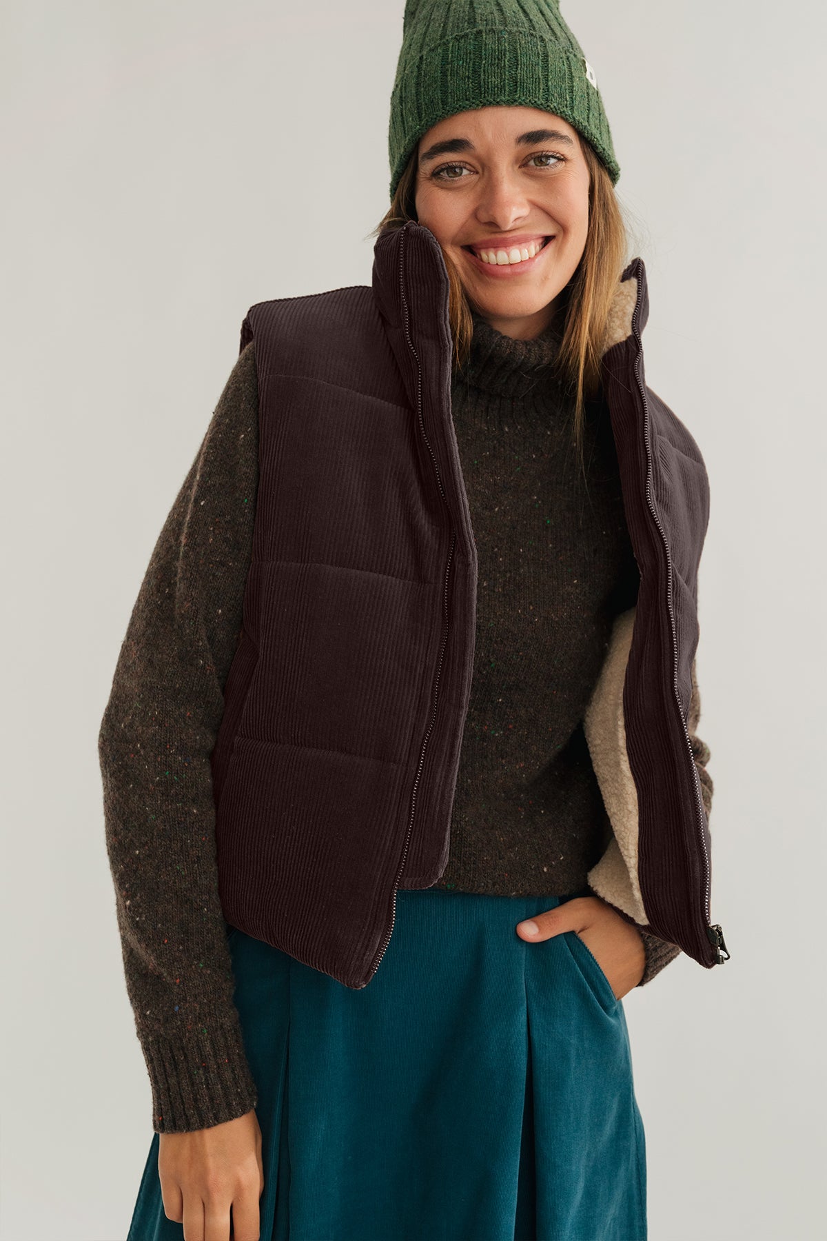 organic corduroy vest dark brown