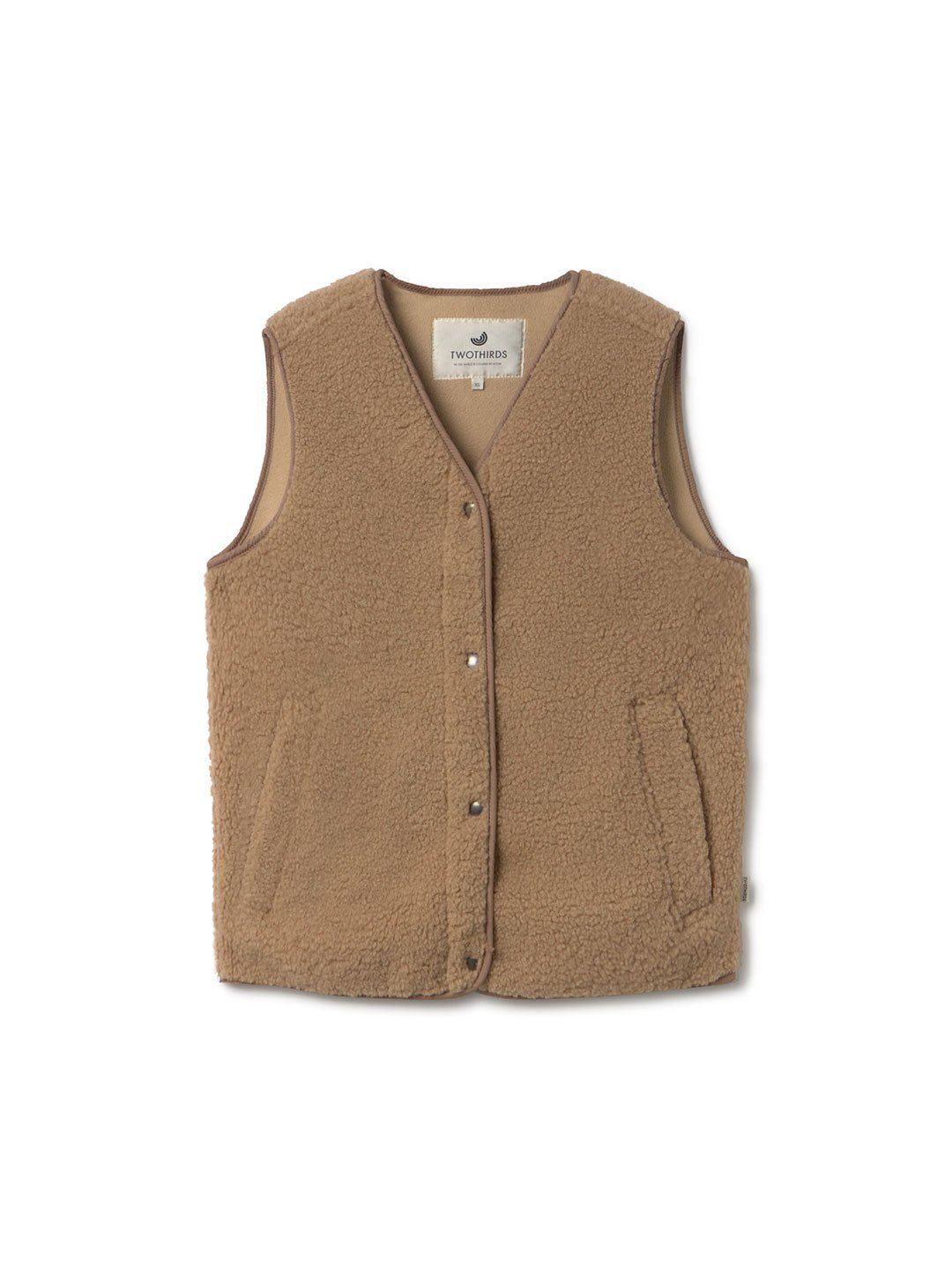 Beige Recycled fleece vest women front