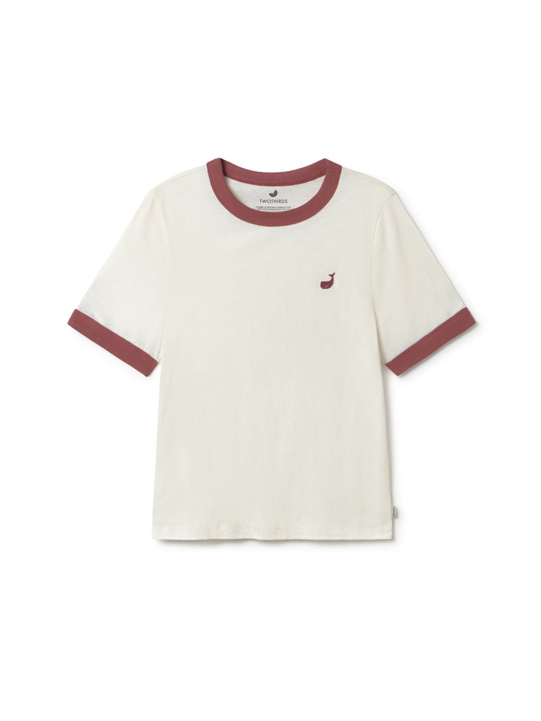 Sustainable ecru t-shirt with red trim