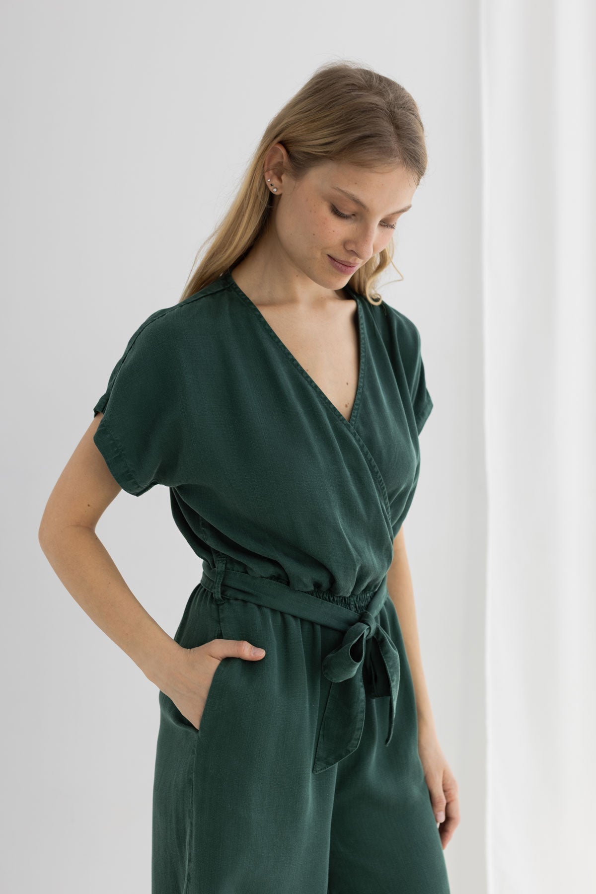 Garden green overall women wear view front