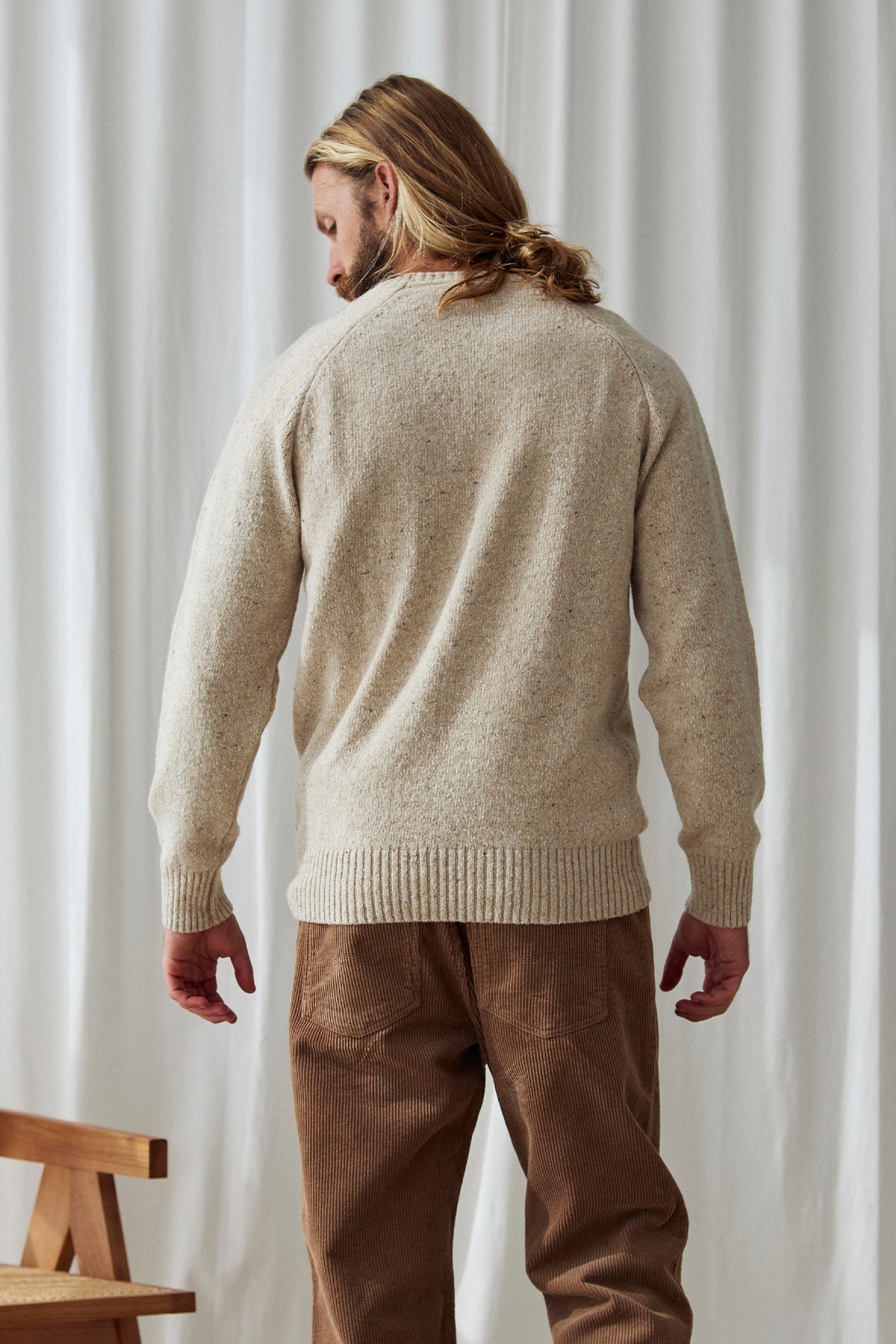 Eco-conscious wool-blend men’s knit