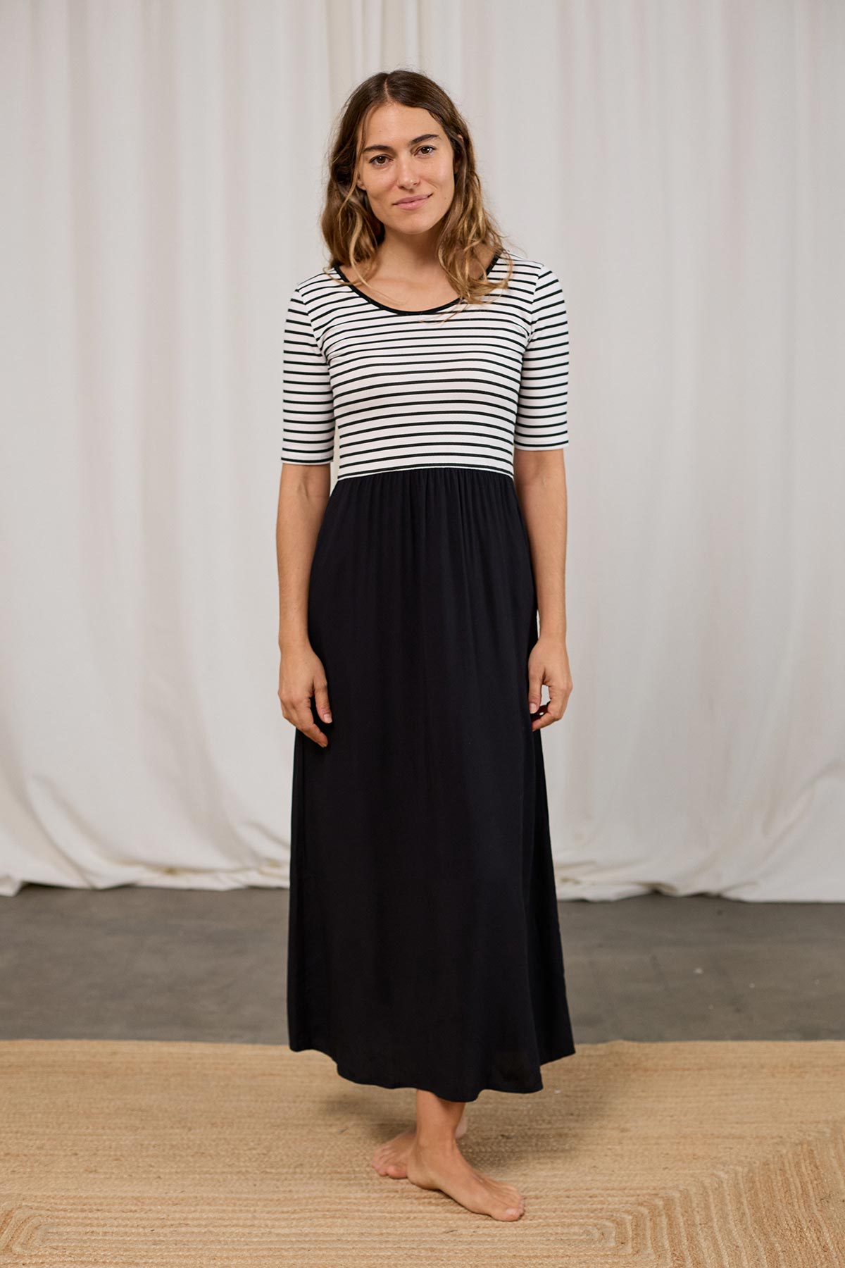 meta-preview, striped top with silky eco-viscose dress