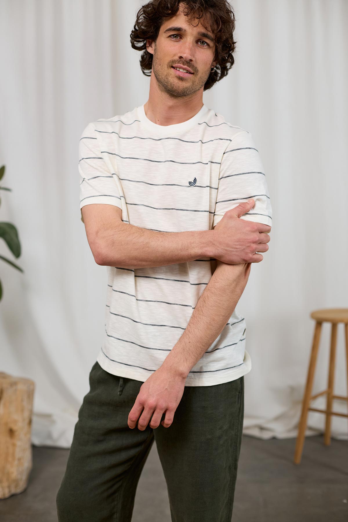 meta-preview, white slow fashion striped tee