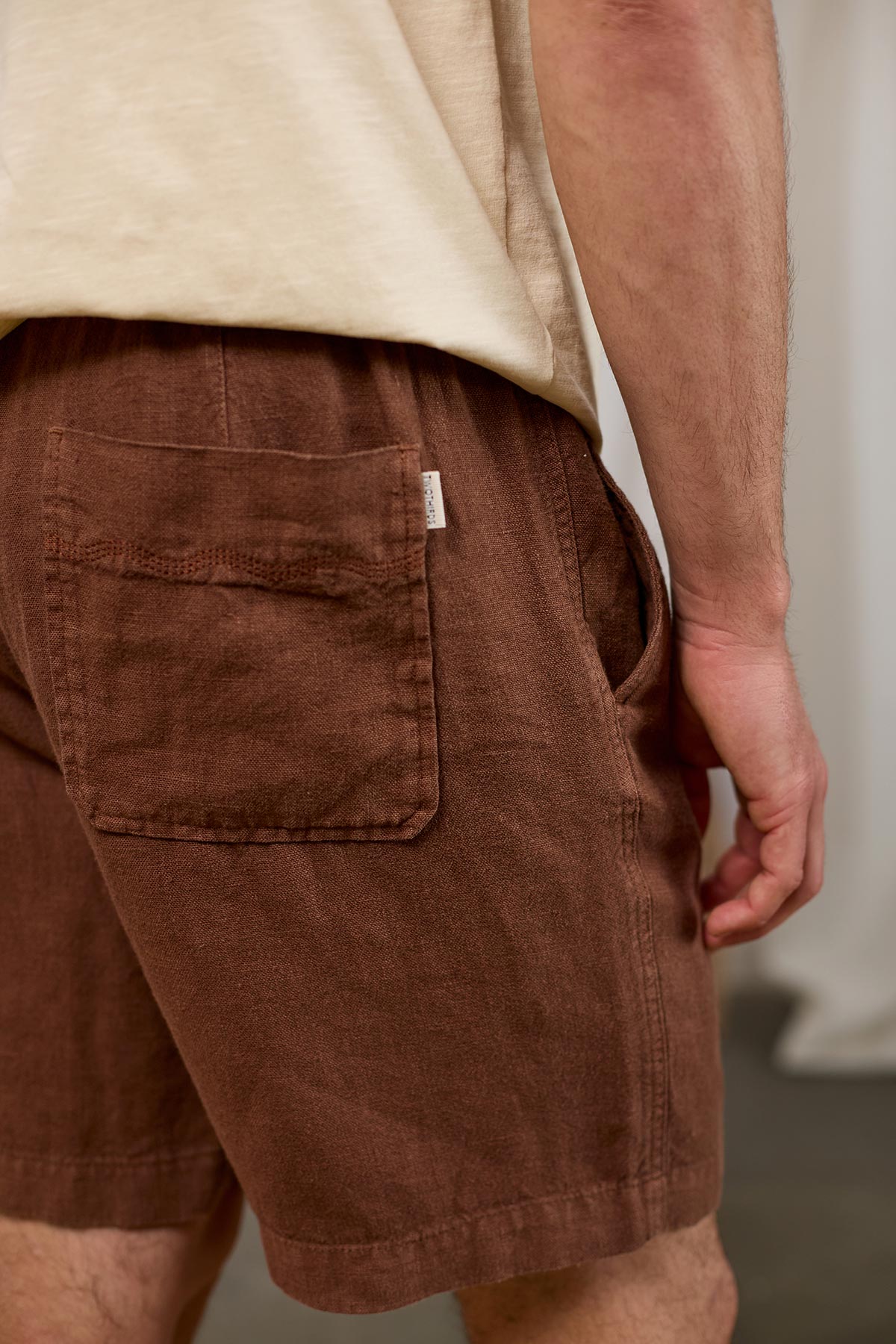 brown wave embroidery on shorts