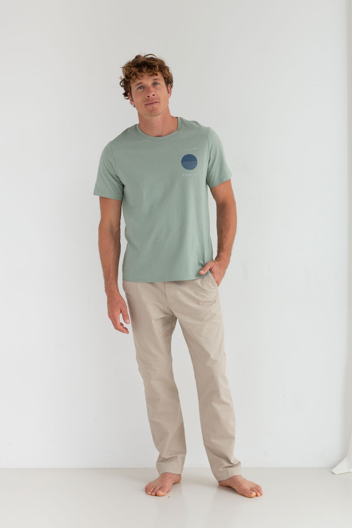 Orient green roundneck t-shirt men wear view front