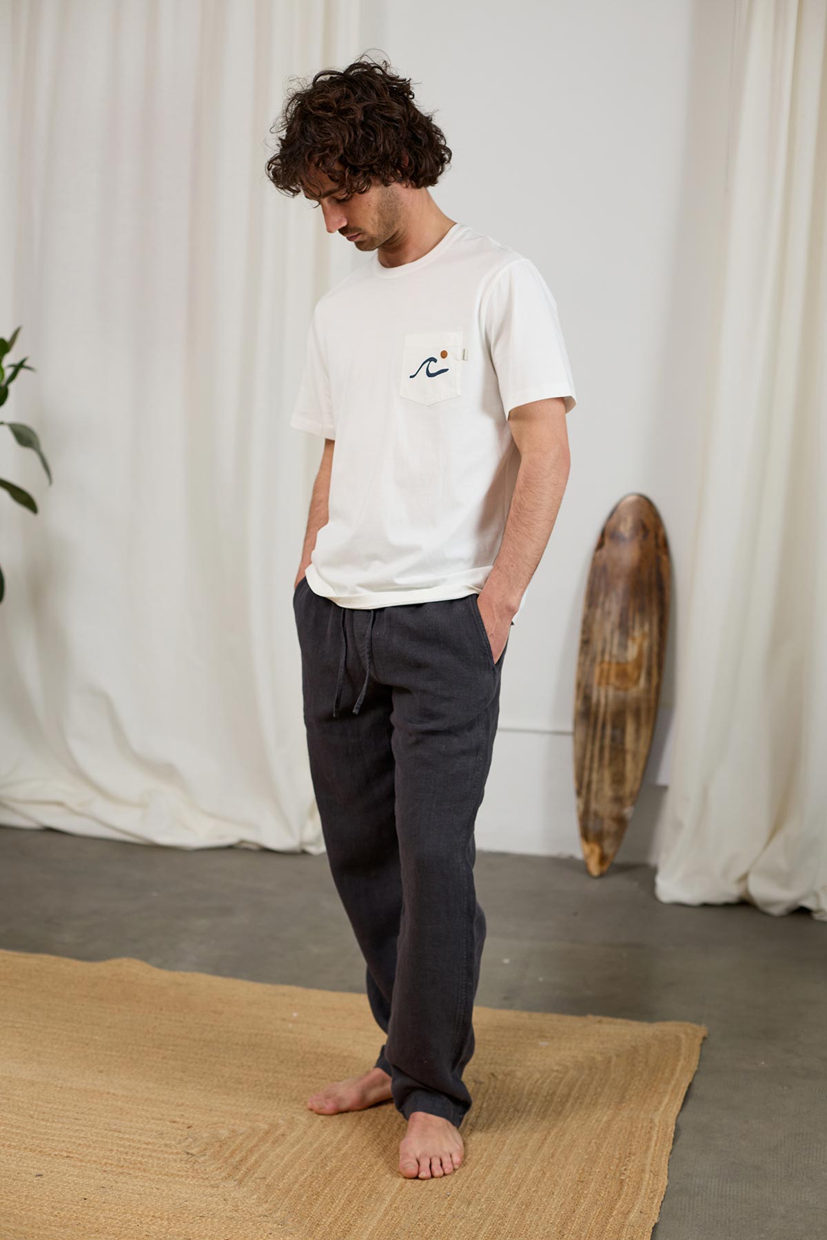 men linen pants with drawstring