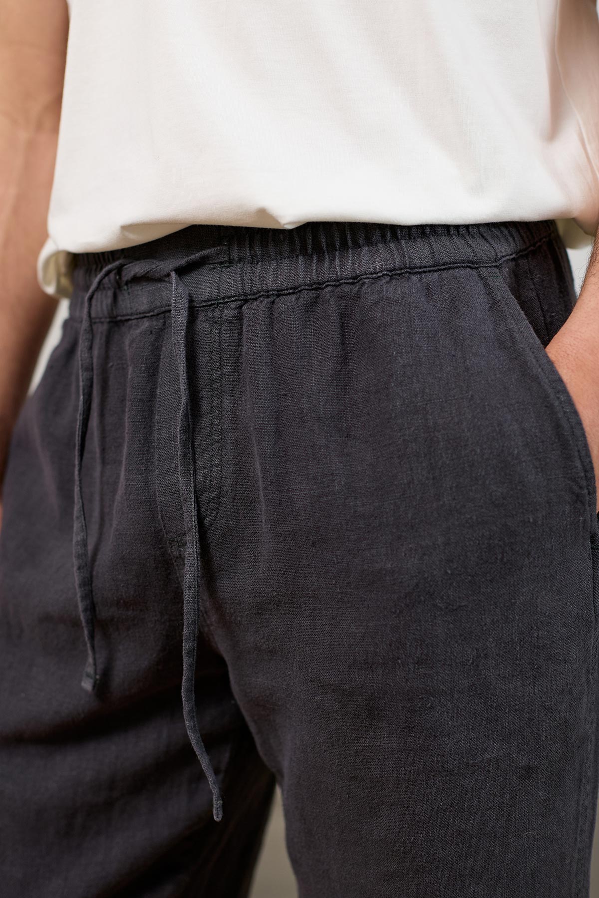 dark sand linen trousers