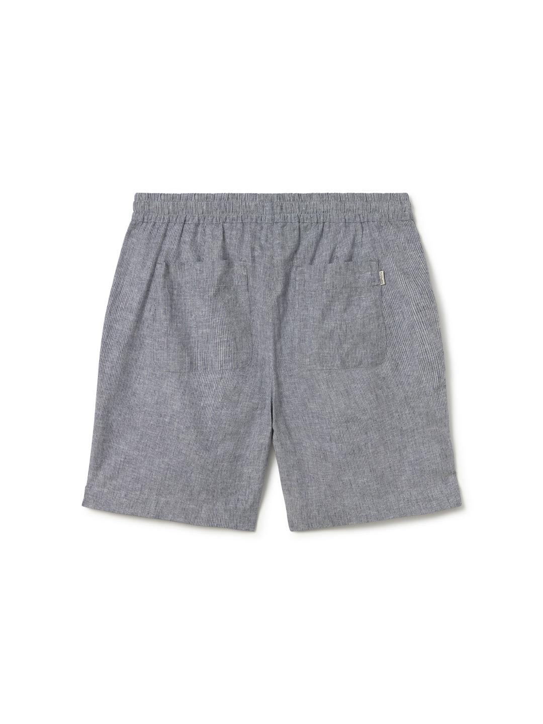 Navy striped shorts men back
